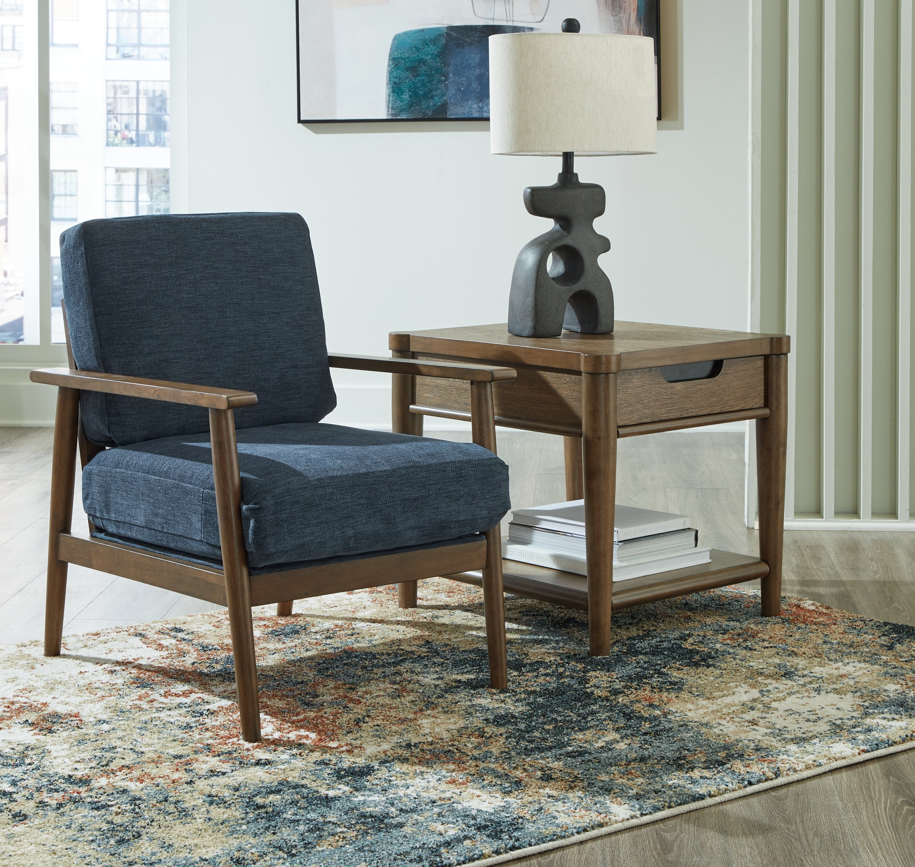 Prime Furniture - Ashley Furniture - Bixler Living Room - Showood Accent Chair / Navy - 2610660