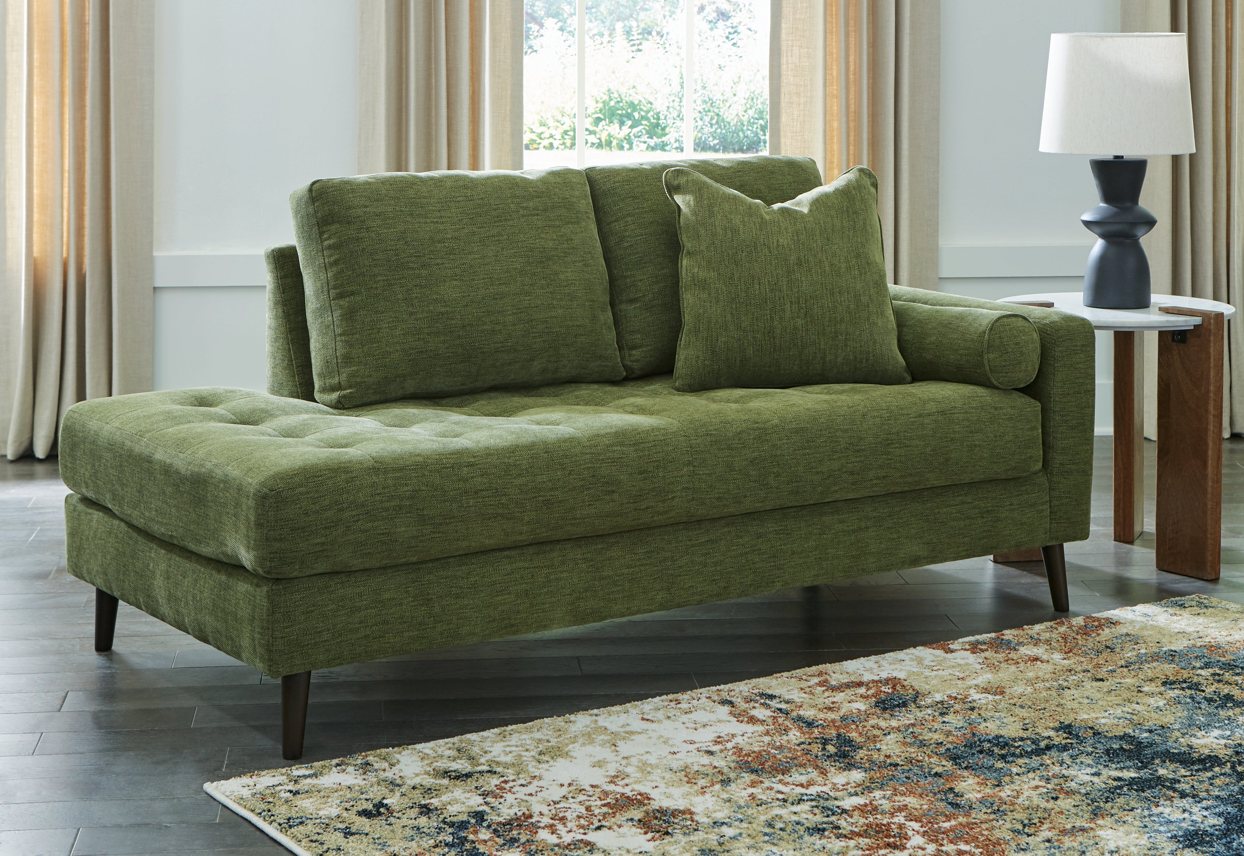 Prime Furniture - Ashley Furniture - Bixler Living Room - RAF Corner Chaise / Olive - 2610717