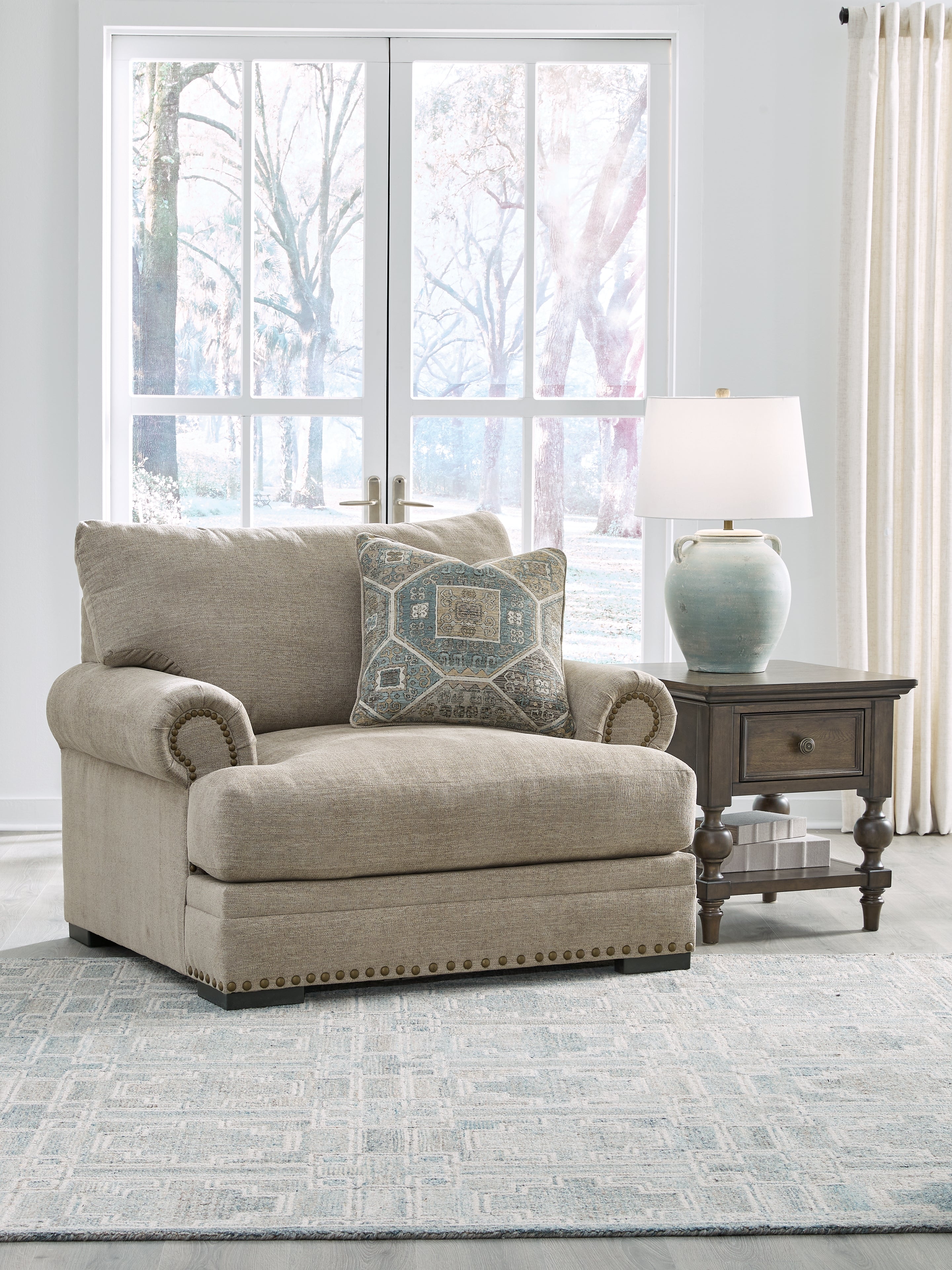 Prime Furniture - Ashley Furniture - Galemore Living Room - Chair and a Half / Quarry - 2700423