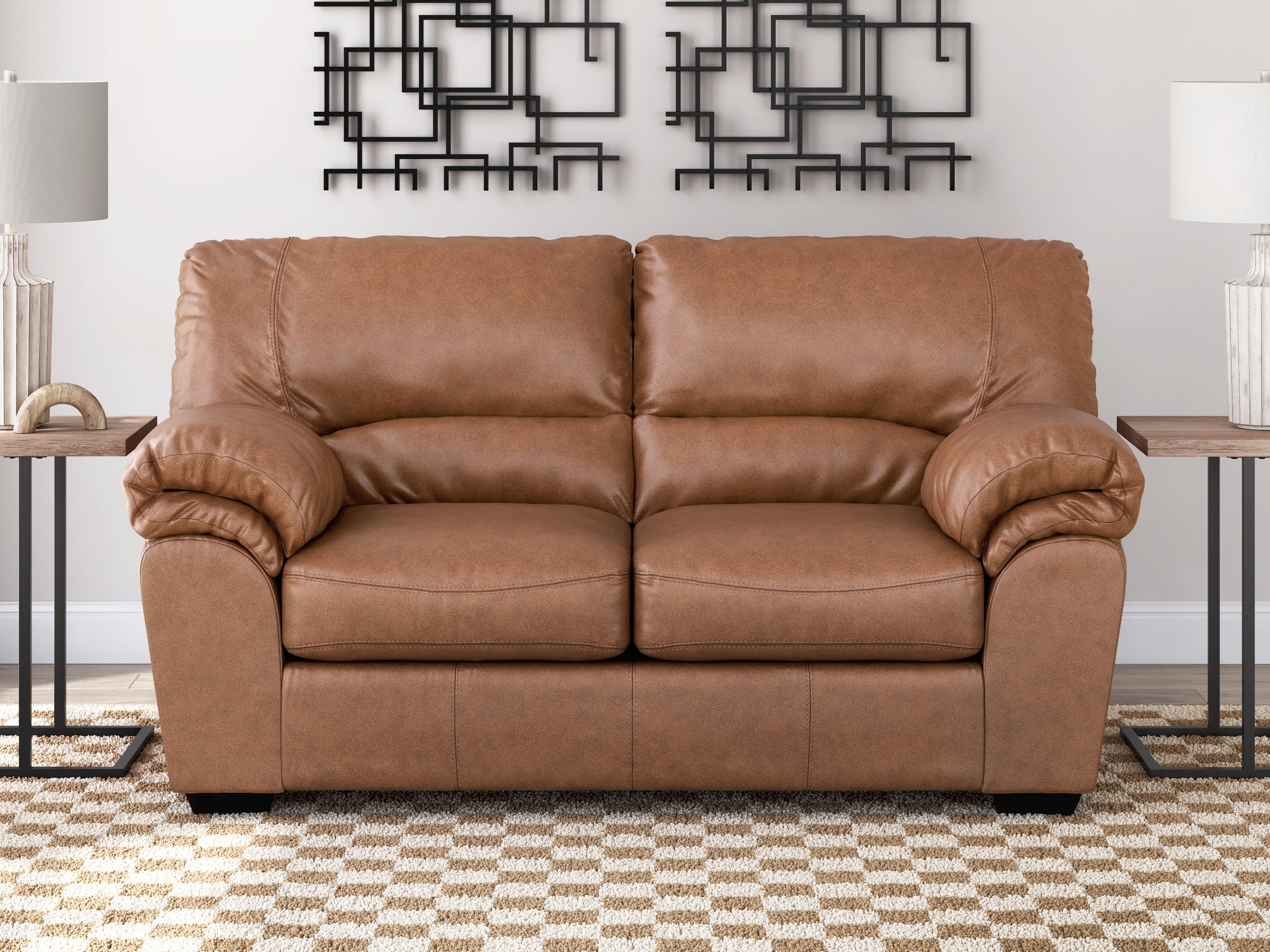 Prime Furniture - Ashley Furniture - WillowBend Living Room - Loveseat / Caramel - PC2770435