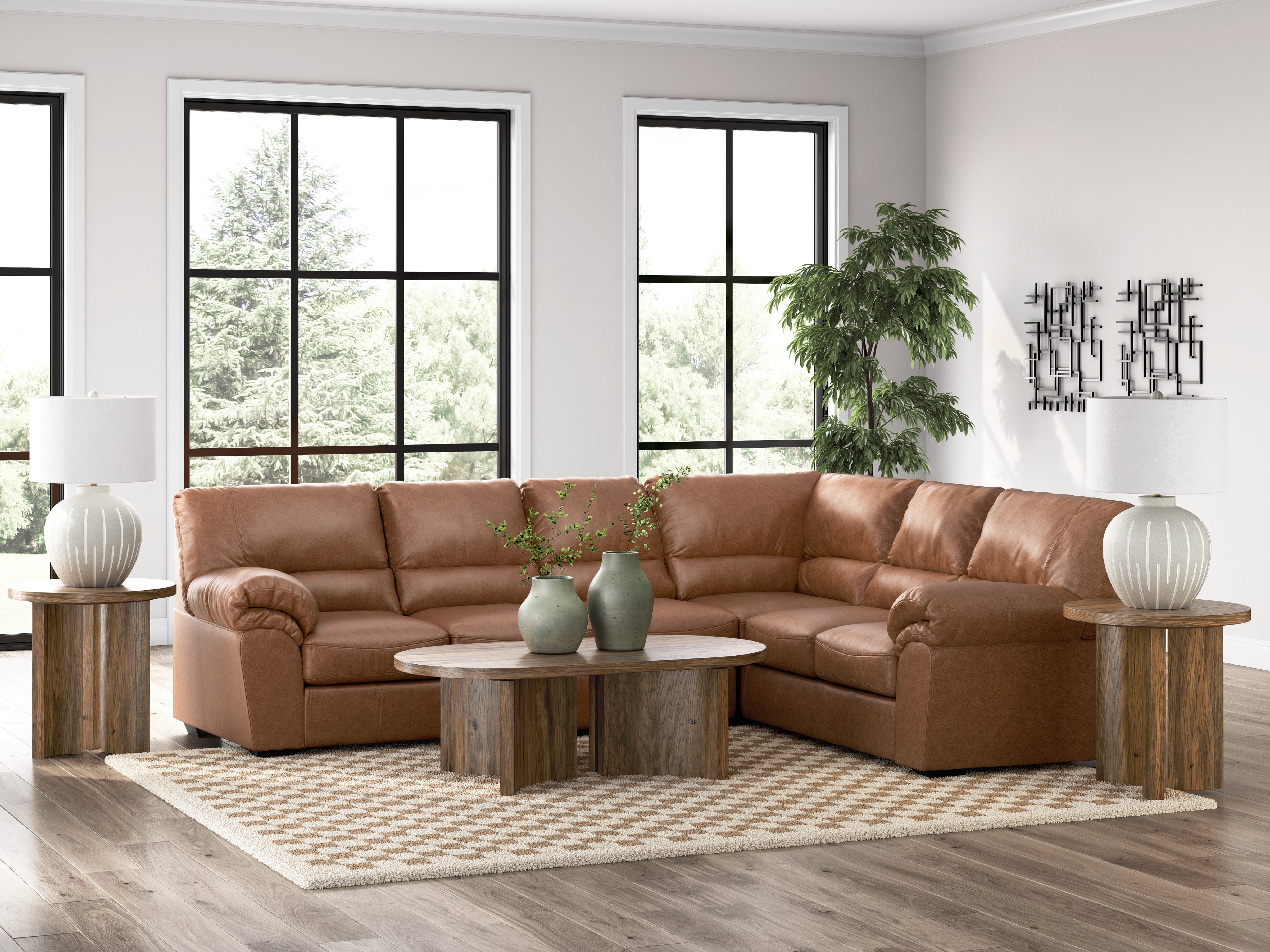 Prime Furniture - Ashley Furniture - WillowBend Sectional - RAF 3-Piece Sectional / Caramel - PC27704S3