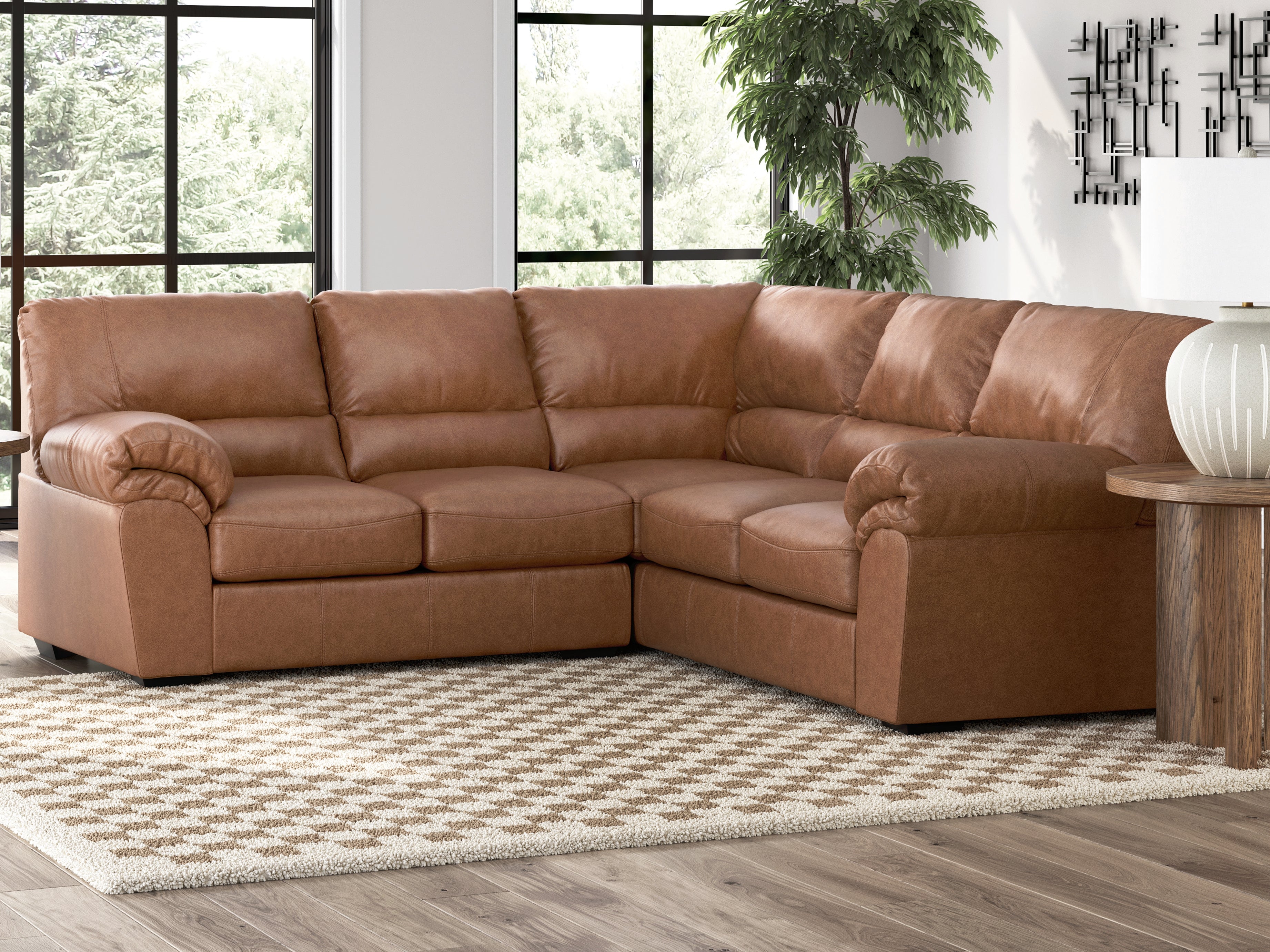 Prime Furniture - Ashley Furniture - WillowBend Sectional - RAF 2-Piece Sectional / Caramel - PC27704S1