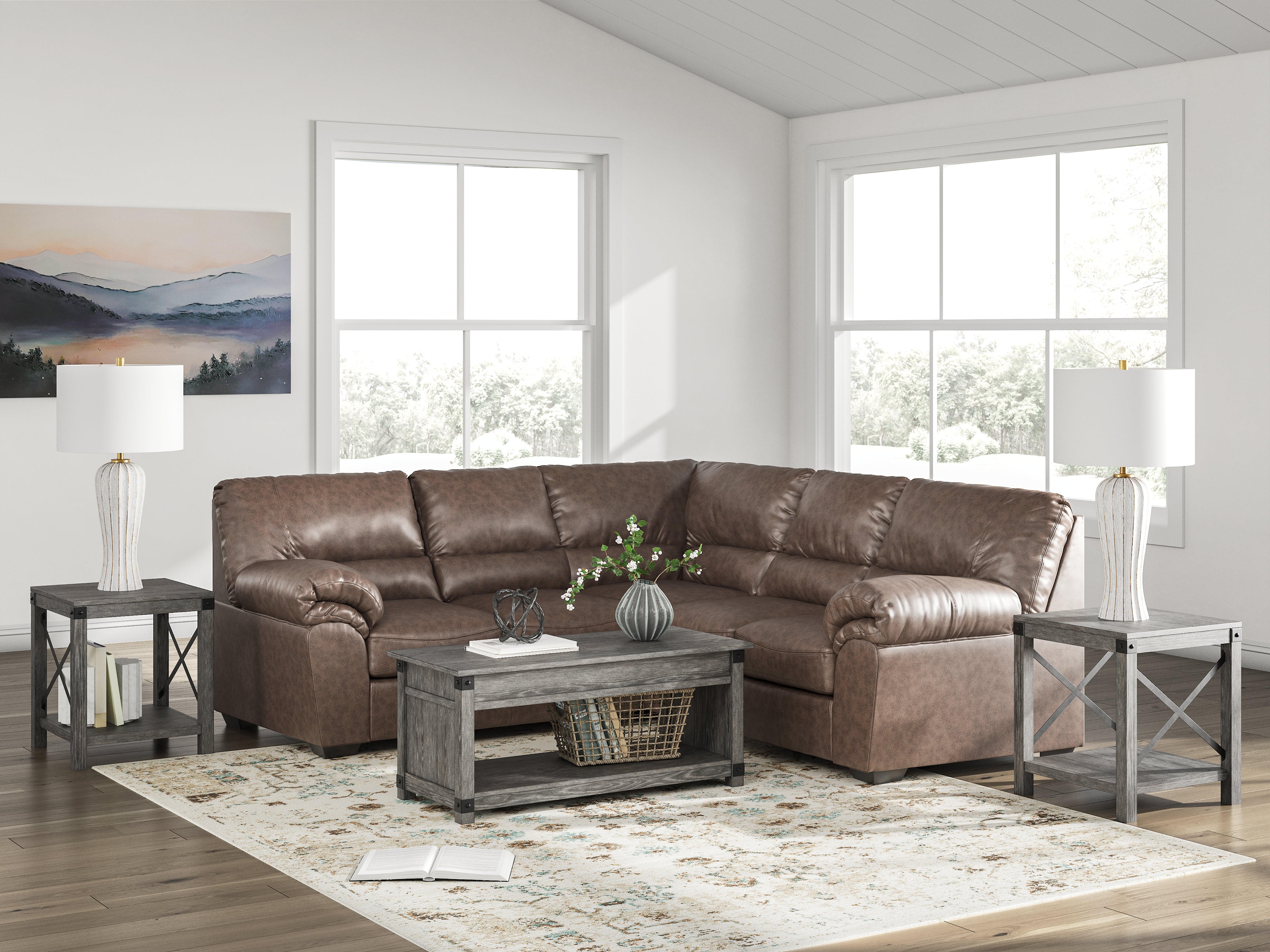 Prime Furniture - Ashley Furniture - WillowBend Sectional - RAF 2-Piece Sectional / Umber - PC27705S1