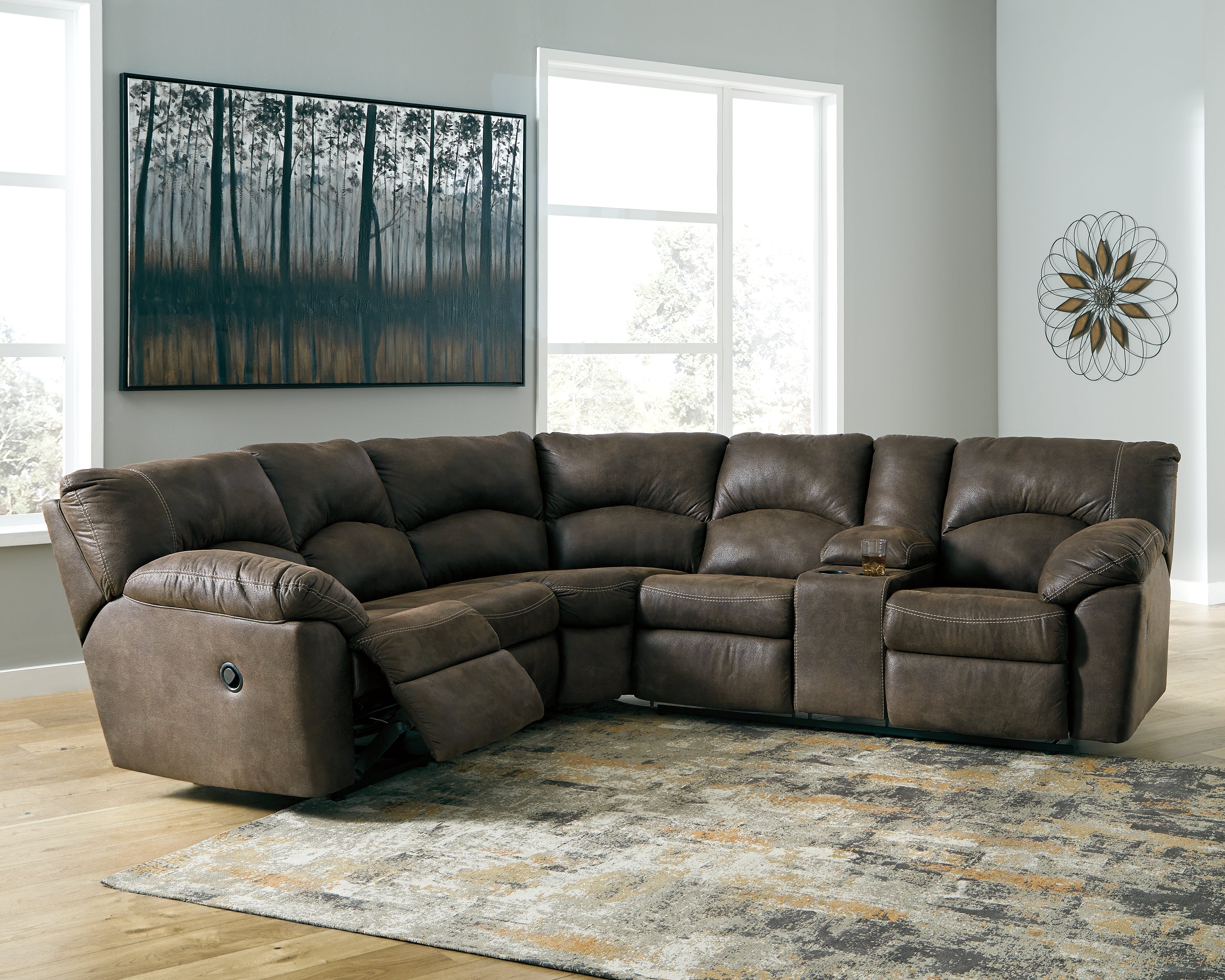 Prime Furniture - Ashley Furniture - Tambo Sectional - 2-Piece Reclining Sectional / Canyon - 27802S1