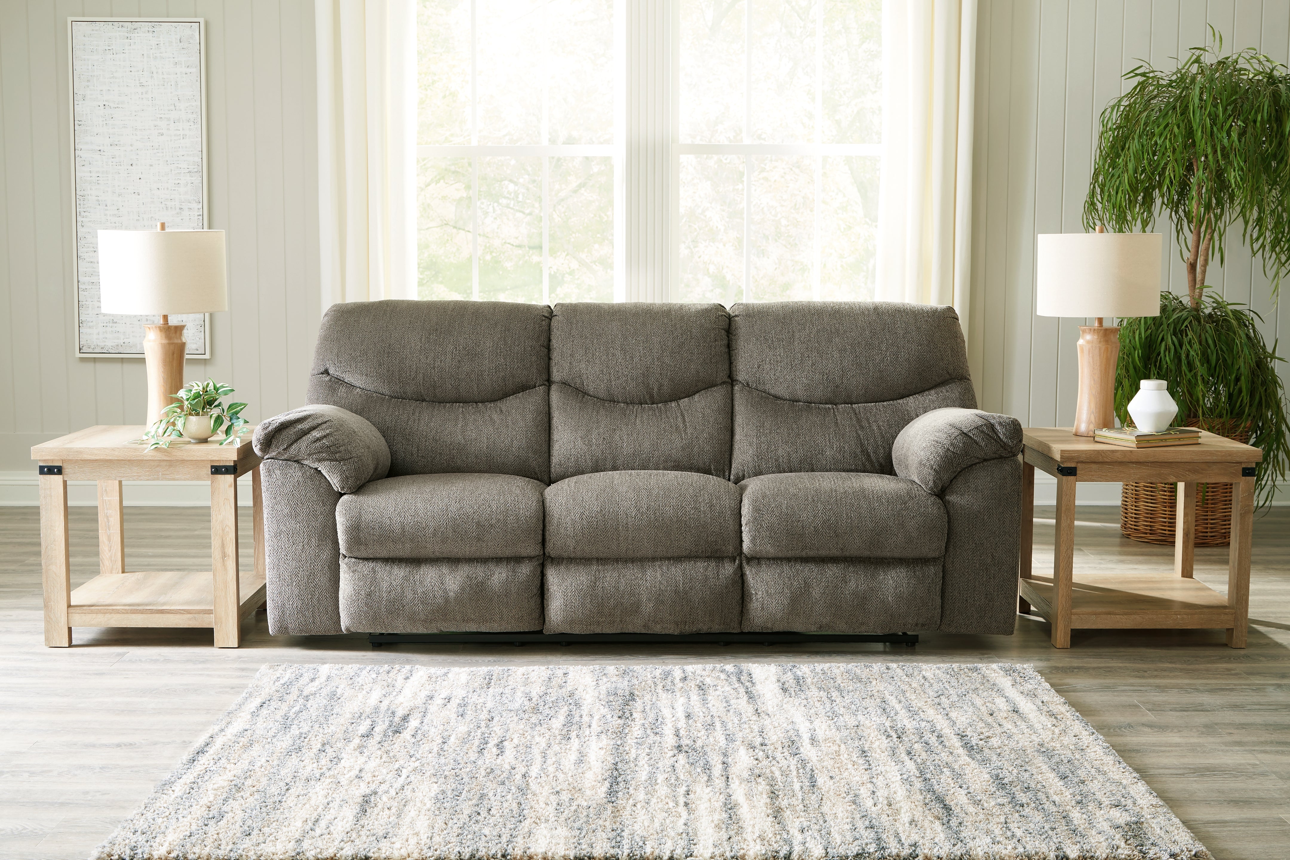 Prime Furniture - Ashley Furniture - Alphons Living Room - Reclining Sofa / Putty - 2820188