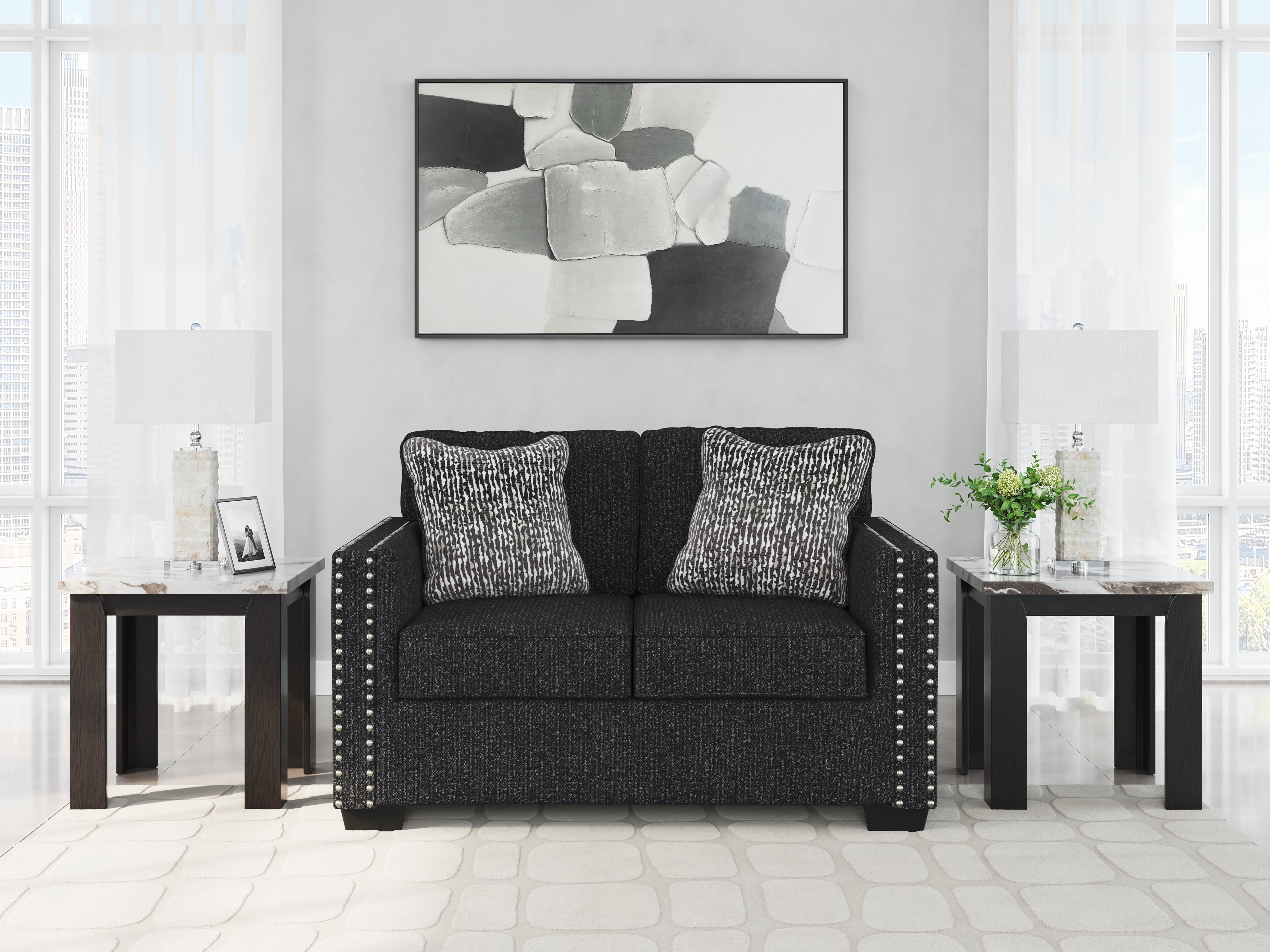 Prime Furniture - Ashley Furniture - Jasmine Peaks Living Room - Loveseat / Coal - 2890435