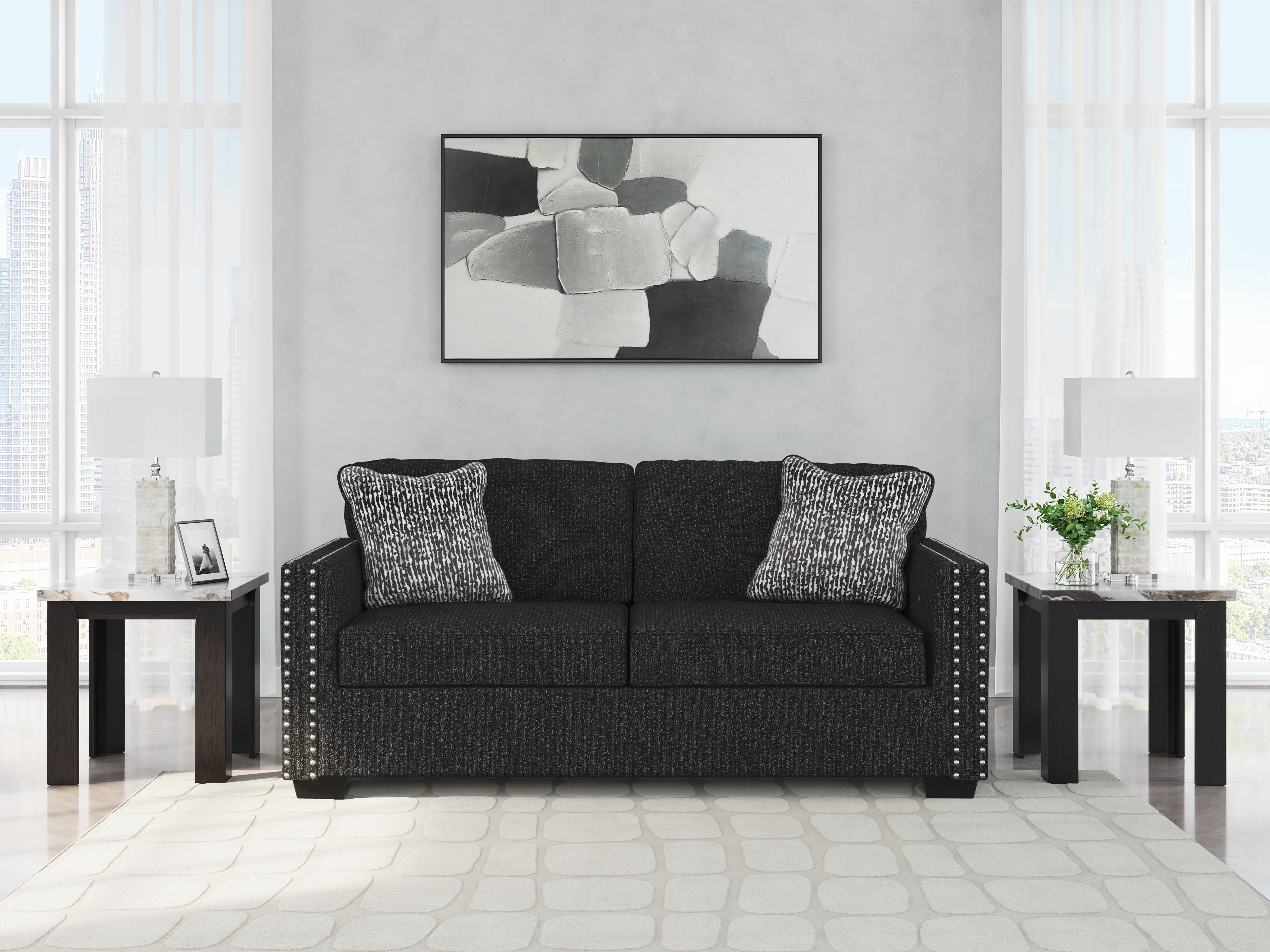 Prime Furniture - Ashley Furniture - Jasmine Peaks Living Room - Sofa / Coal - 2890438