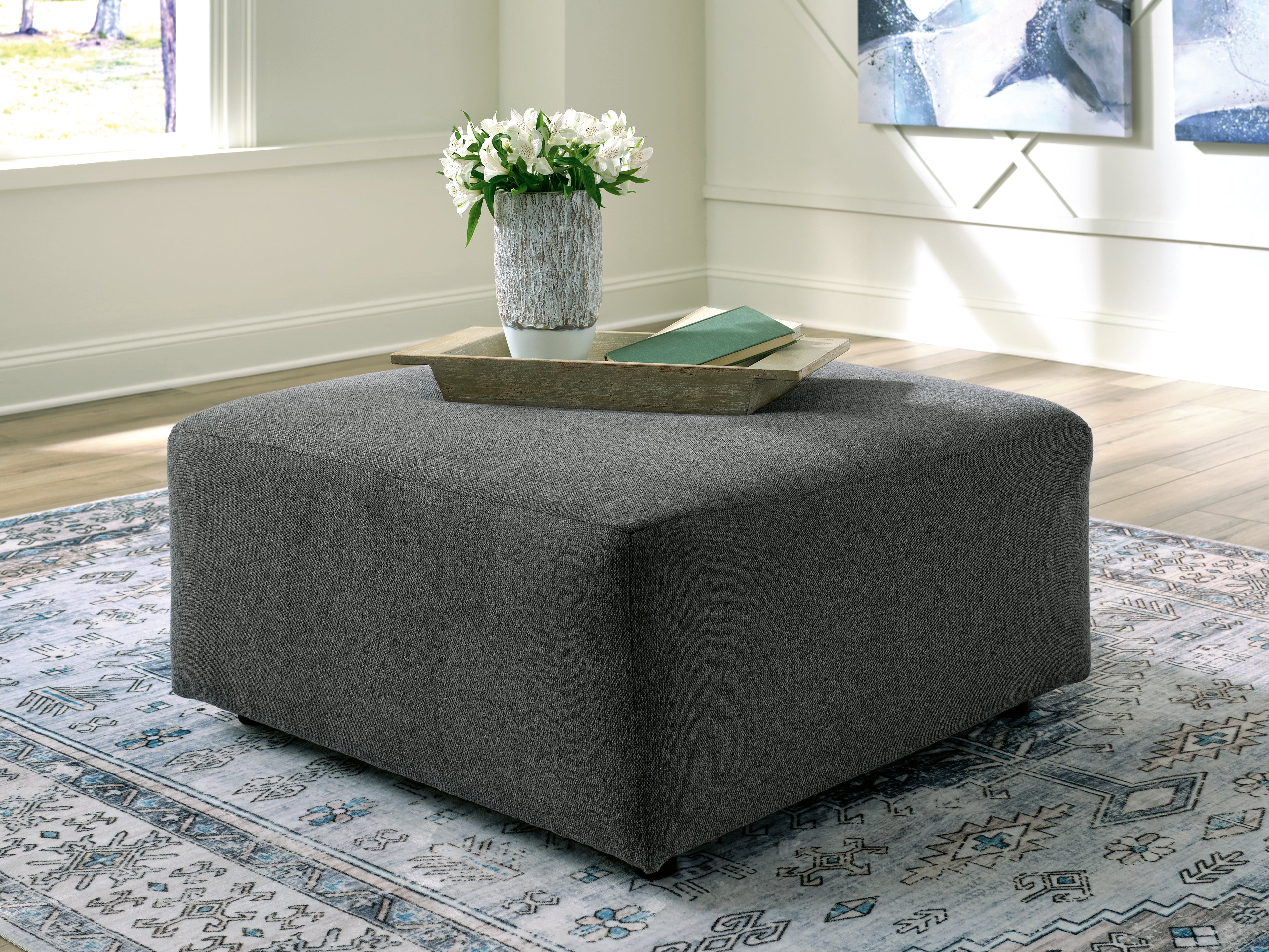 Prime Furniture - Ashley Furniture - Edenfield Living Room - Oversized Accent Ottoman / Charcoal - 2900308