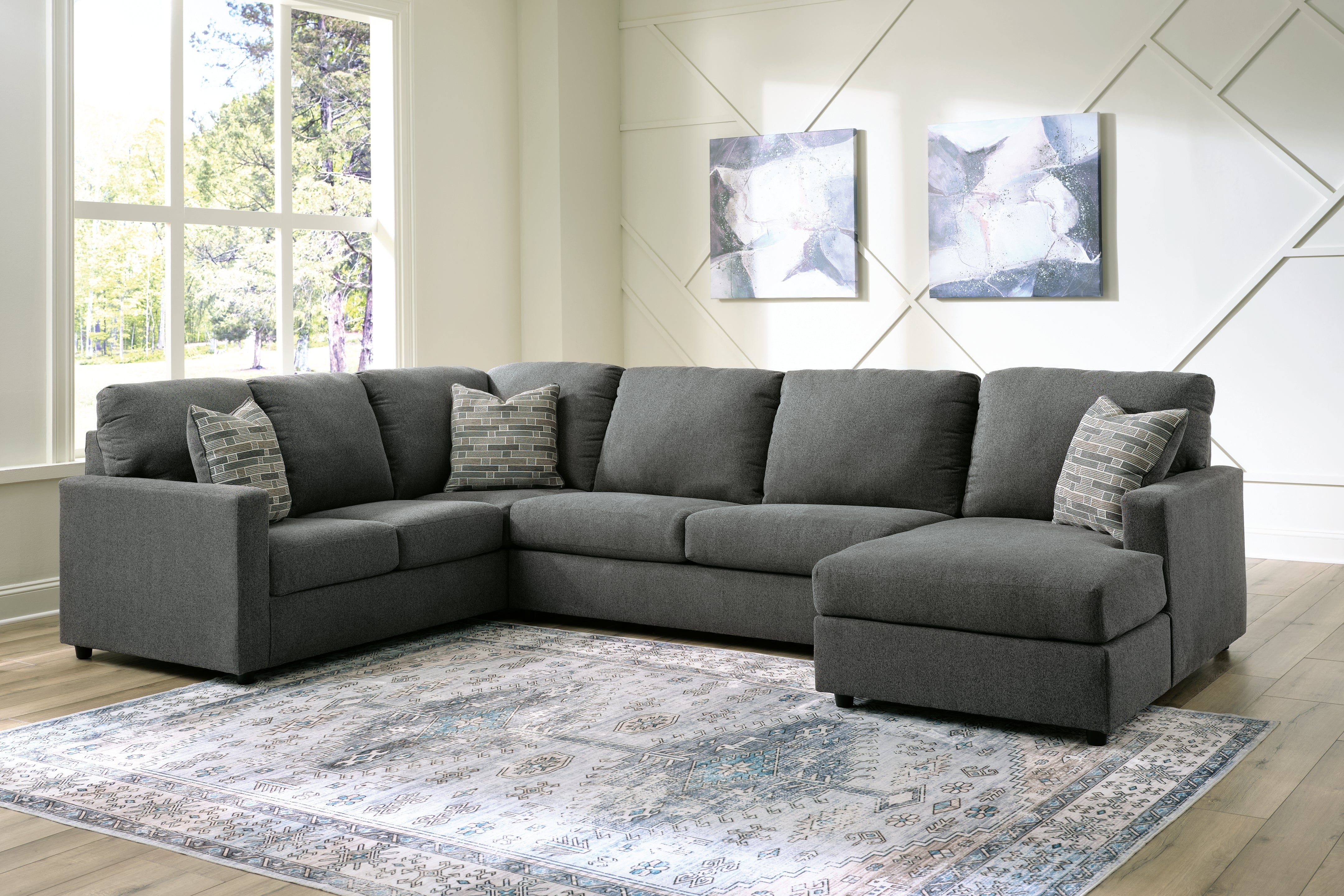 Prime Furniture - Ashley Furniture - Edenfield Sectional - LAF 3-Piece Sectional with Chaise / Charcoal - 29003S2