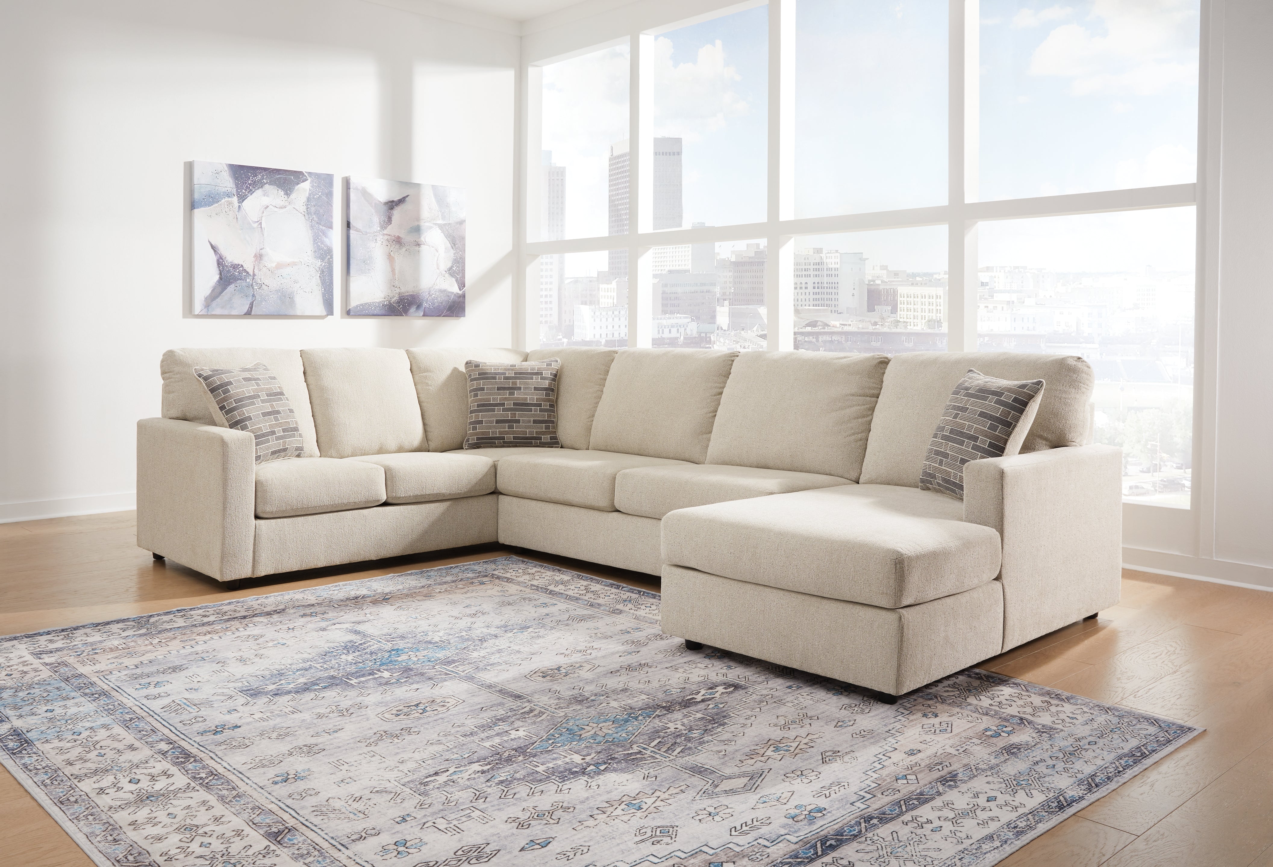 Prime Furniture - Ashley Furniture - Edenfield Sectional - LAF 3-Piece Sectional with Chaise / Linen - 29004S2