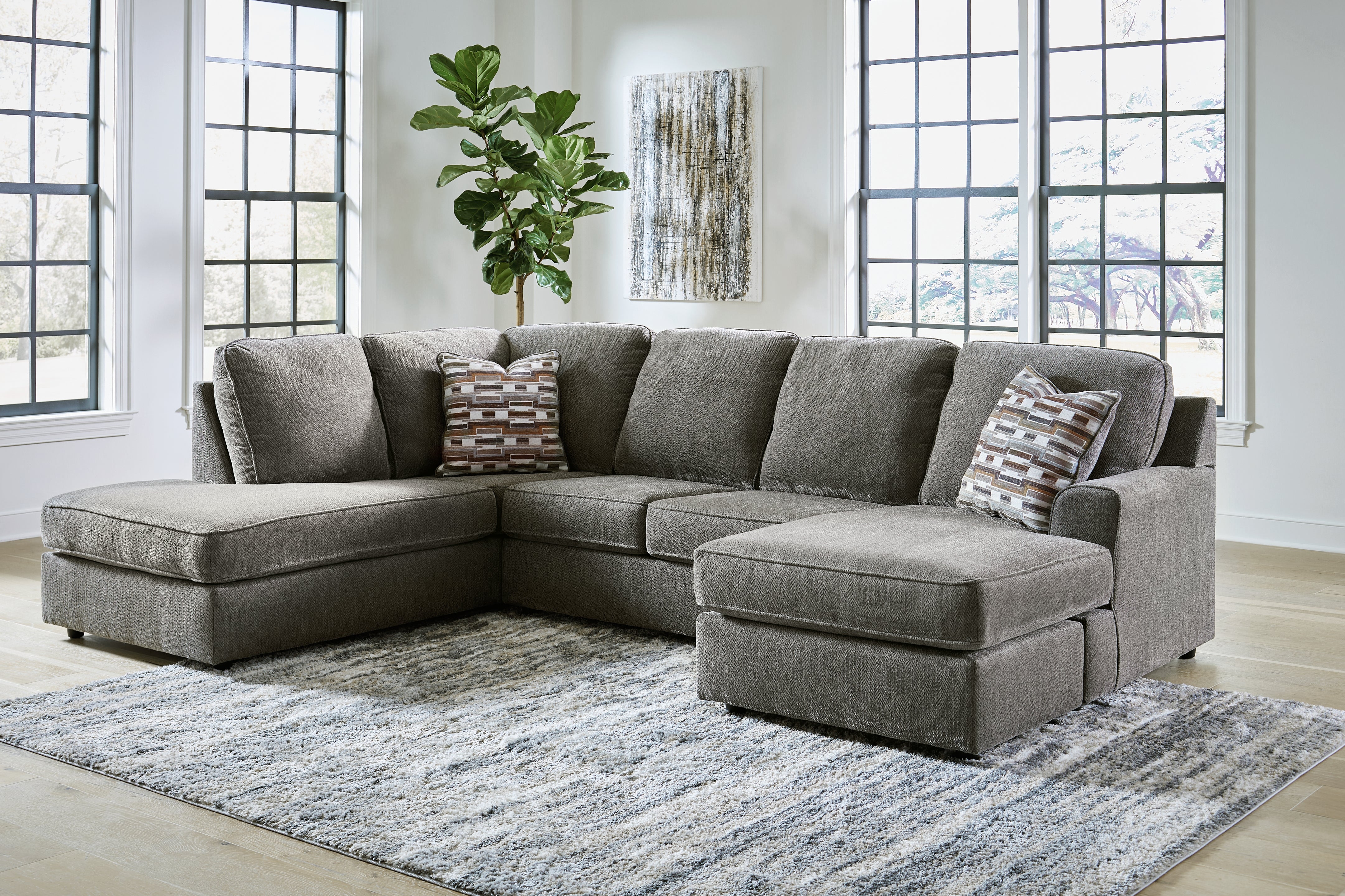 Prime Furniture - Ashley Furniture - O'Phannon Sectional - RAF 2-Piece Sectional with Chaise / Putty - 29402S2