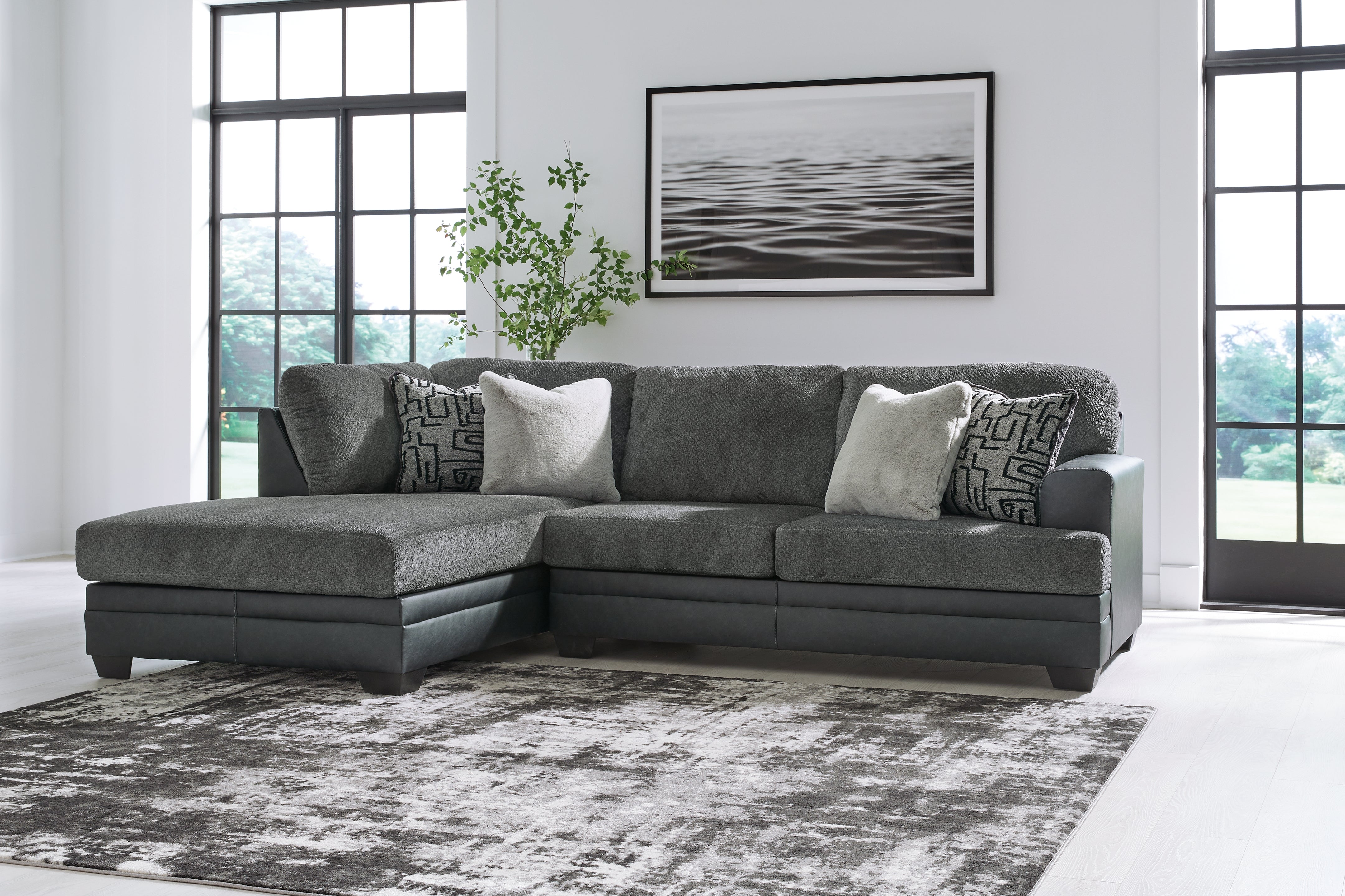Prime Furniture - Ashley Furniture - Brixley Pier Sectional - RAF 2-Piece Sectional with Chaise / Graphite - 29906S1