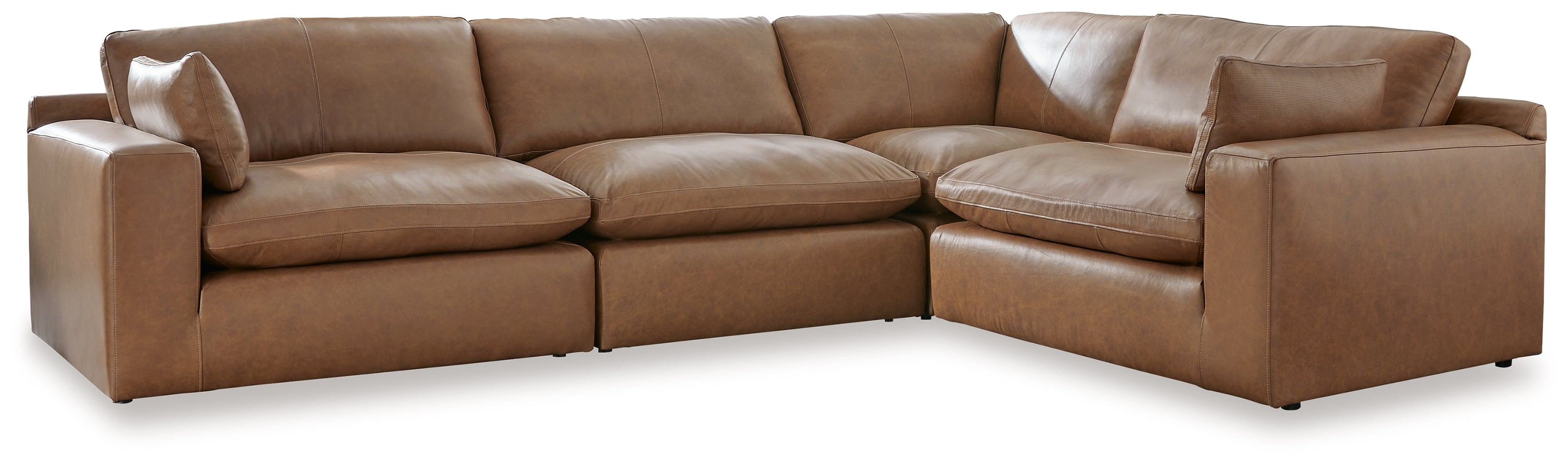 Prime Furniture - Ashley Furniture - Emilia Sectional - RAF 4-Piece Sectional / Caramel - 30901S3