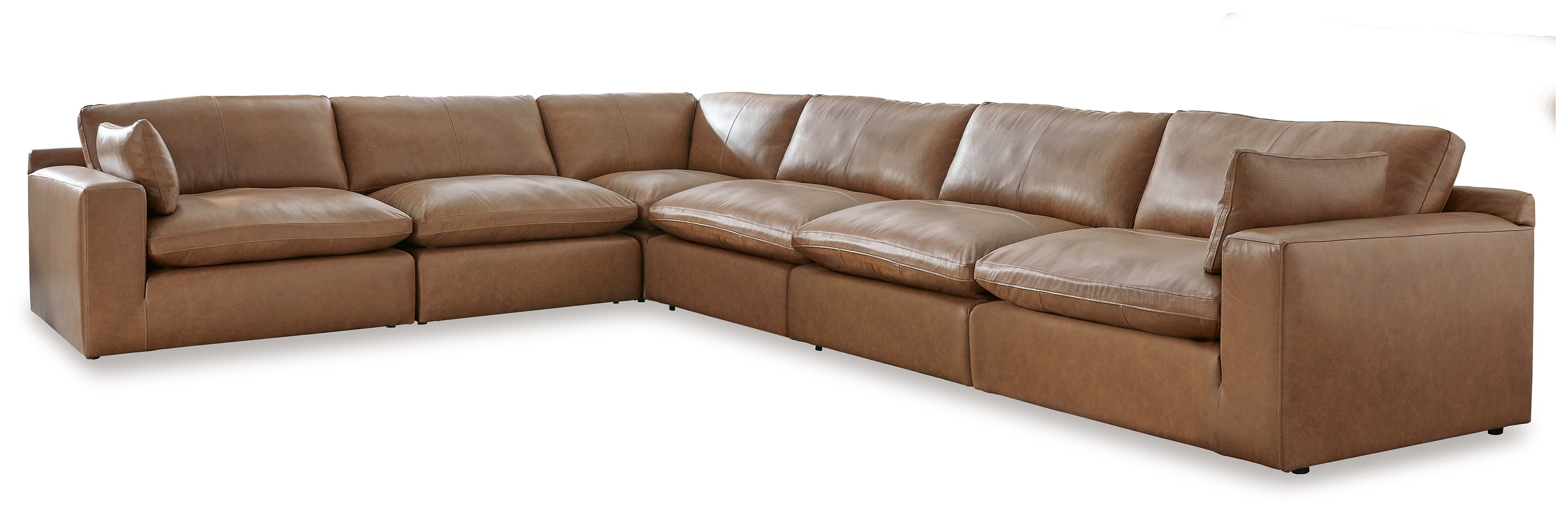 Prime Furniture - Ashley Furniture - Emilia Sectional - RAF 6-Piece Sectional / Caramel - 30901S5