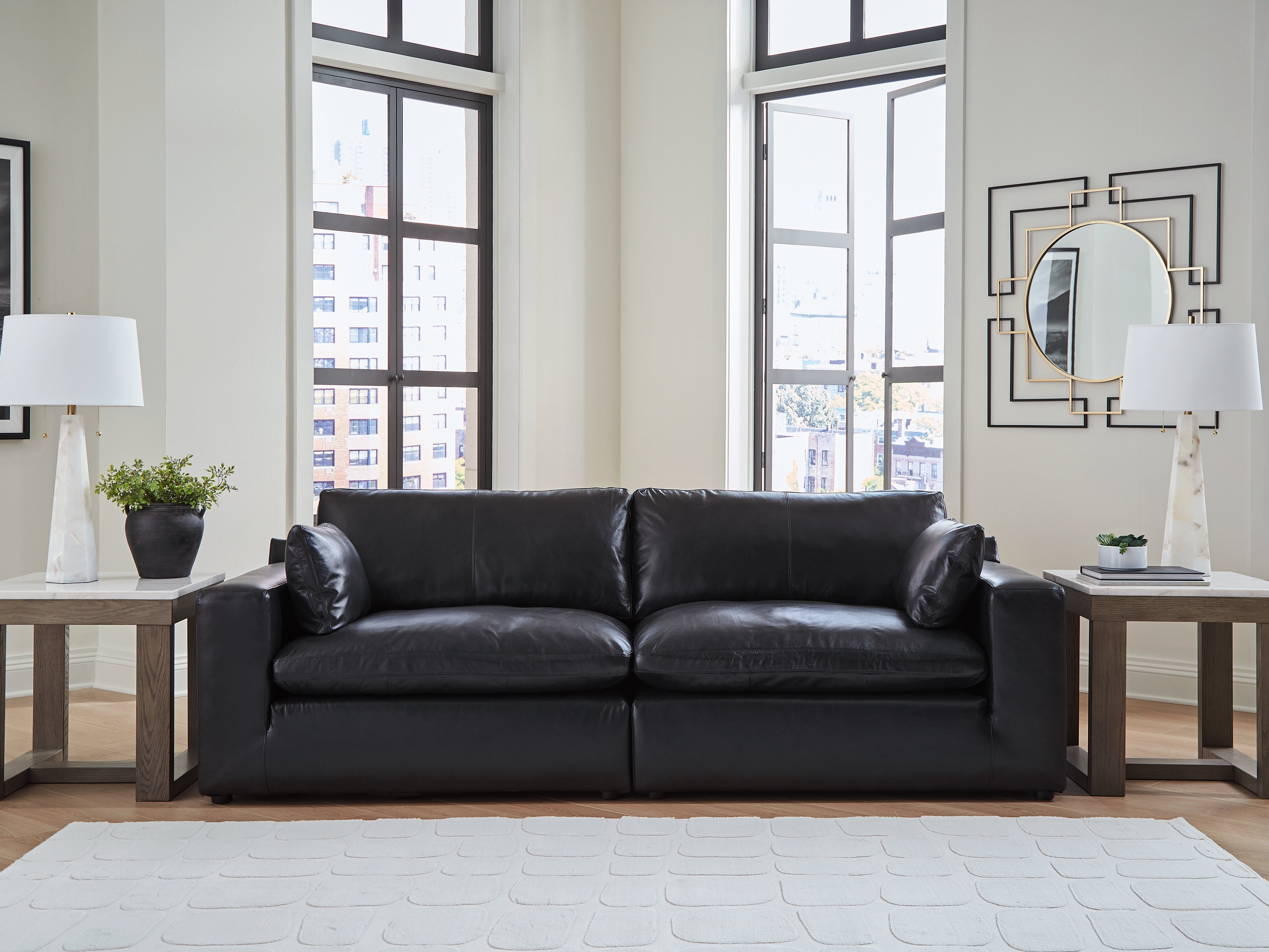 Prime Furniture - Ashley Furniture - Emilia Sectional - RAF 2-Piece Sectional Loveseat / Black - 30902S1