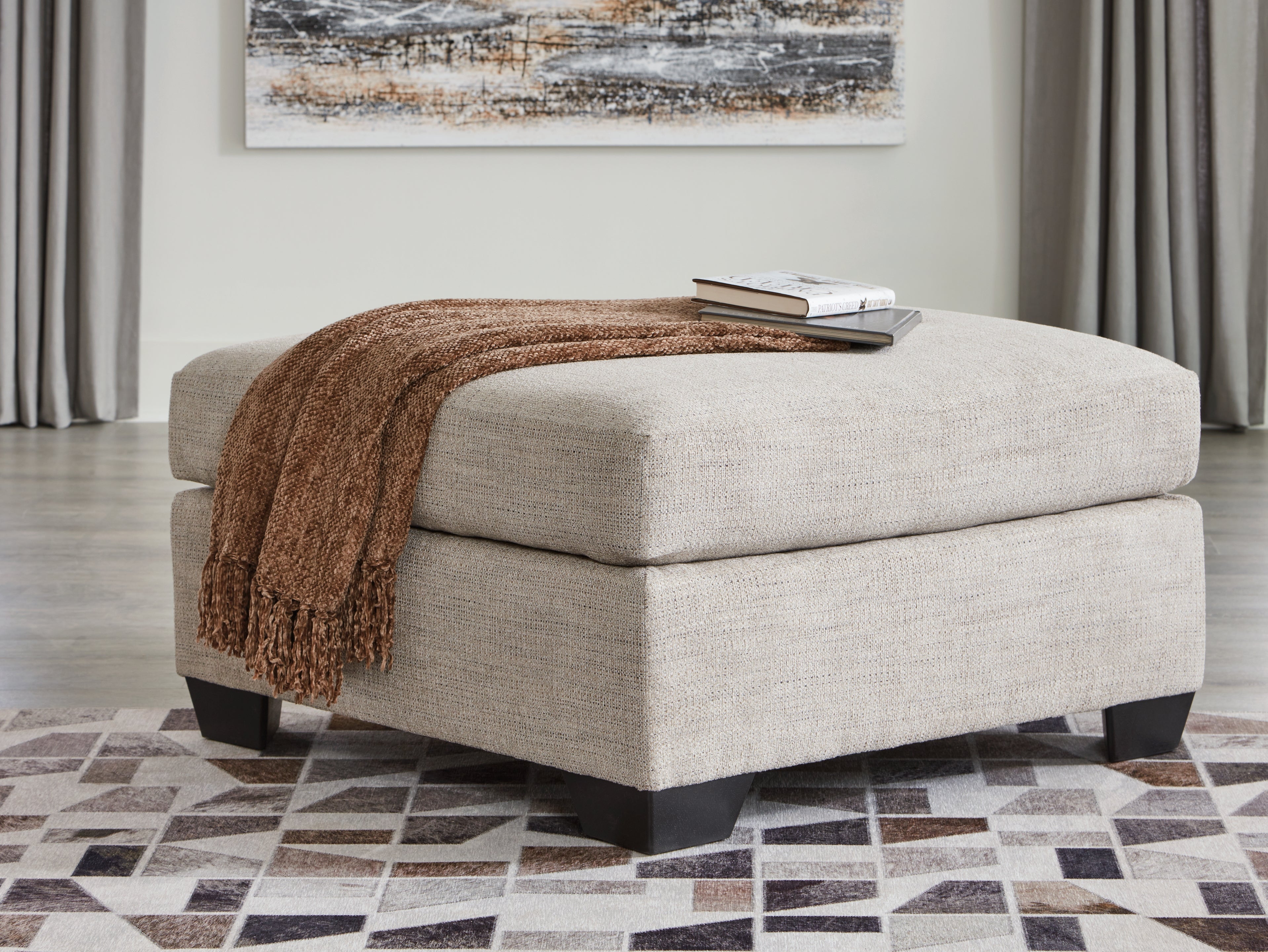Prime Furniture - Ashley Furniture - Mahoney Living Room - Oversized Accent Ottoman / Pebble - 3100408