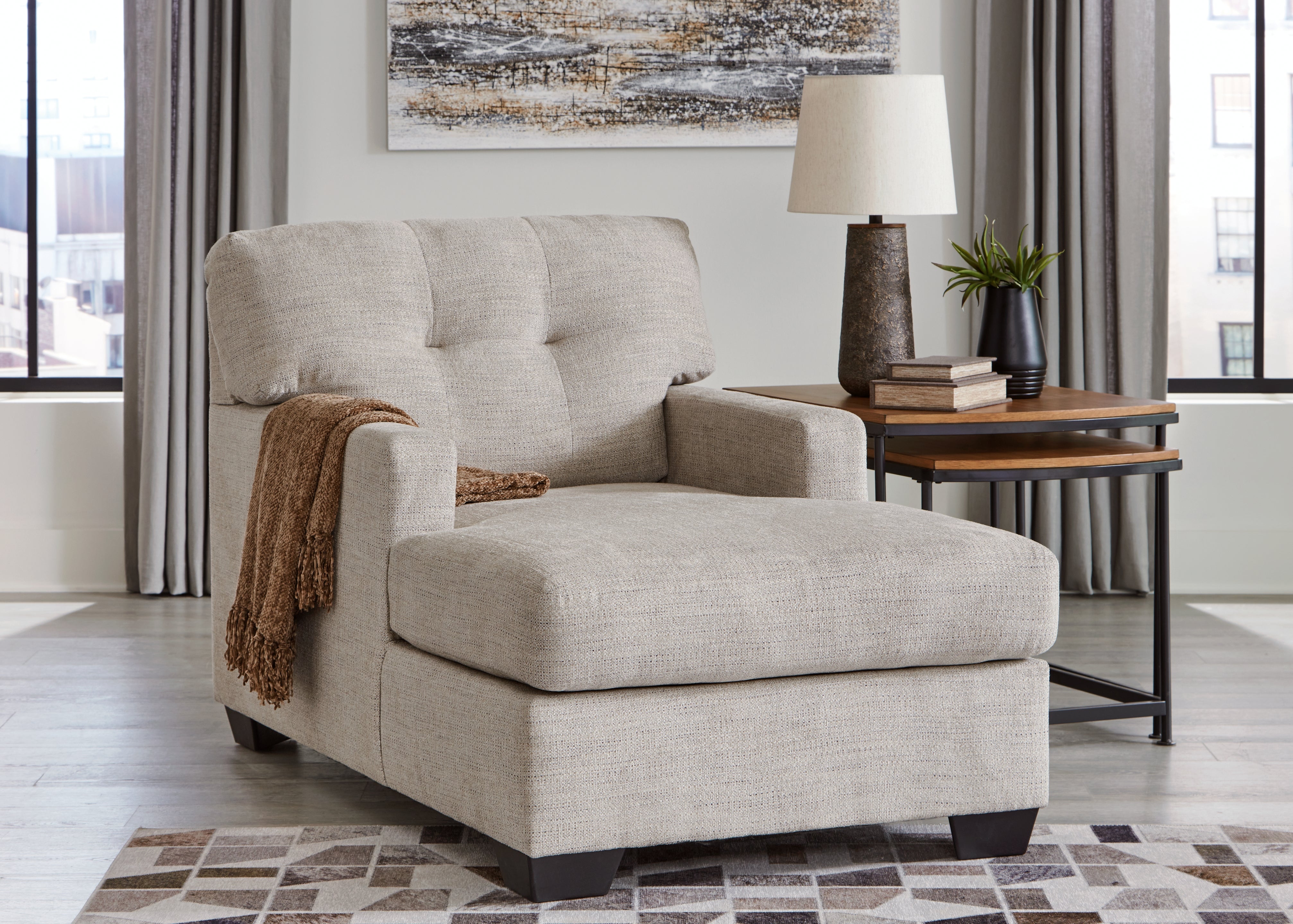 Prime Furniture - Ashley Furniture - Mahoney Living Room - Chaise / Pebble - 3100415