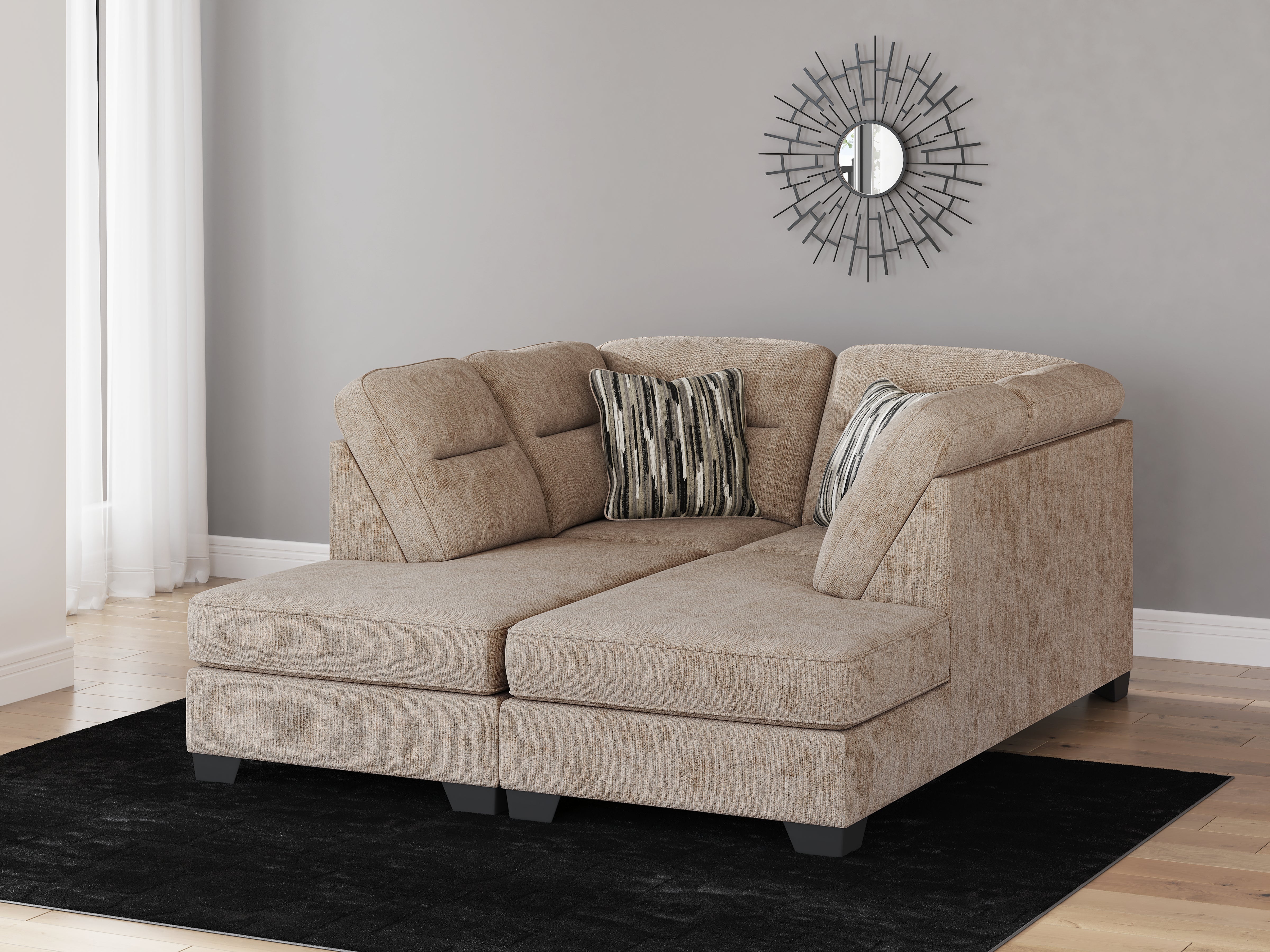 Prime Furniture - Ashley Furniture - Olten Sectional - RAF 2-Piece Super Chaise / Mocha - 31304S3