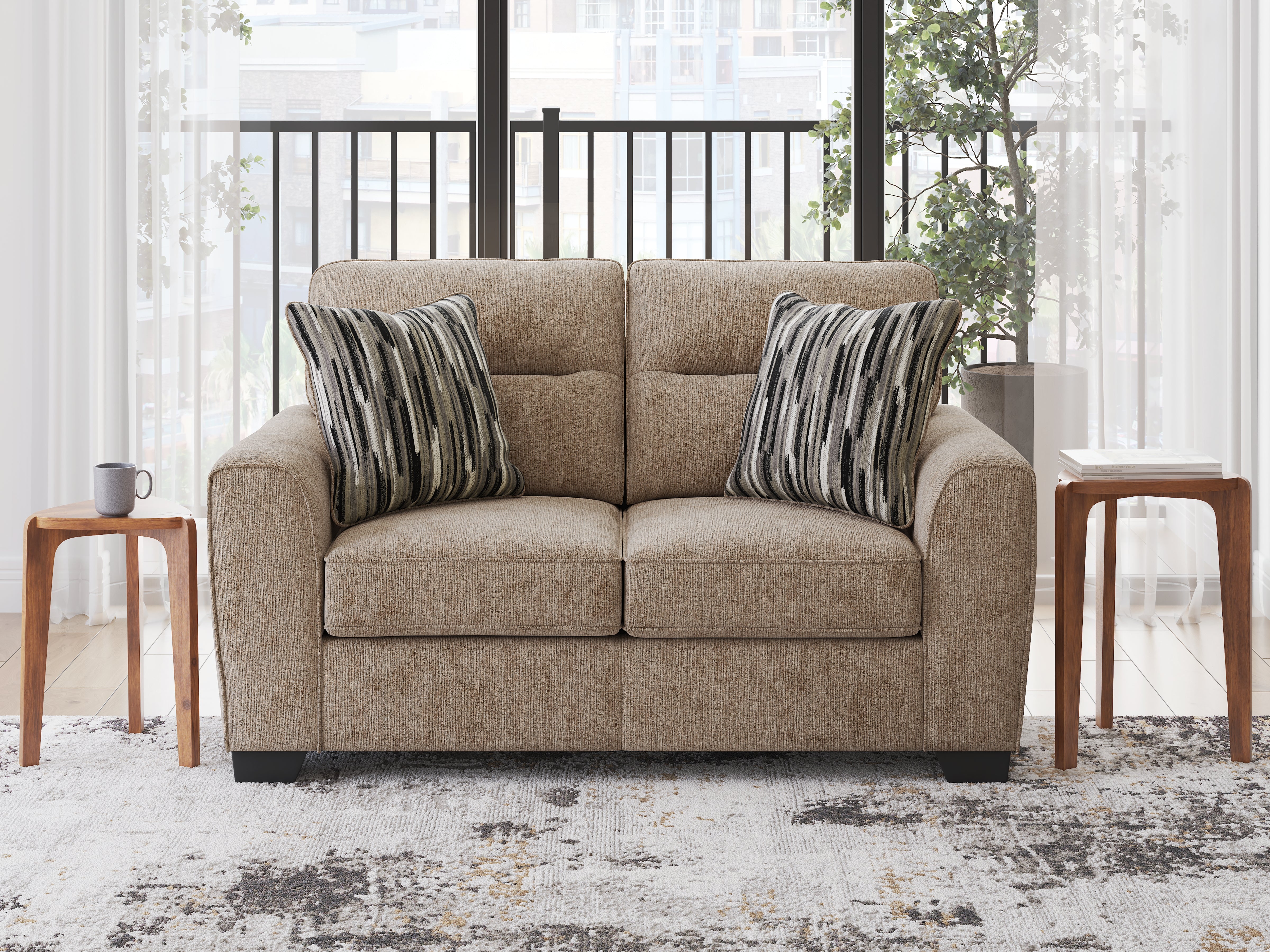 Prime Furniture - Ashley Furniture - Olten Living Room - Loveseat / Mocha - 3130435