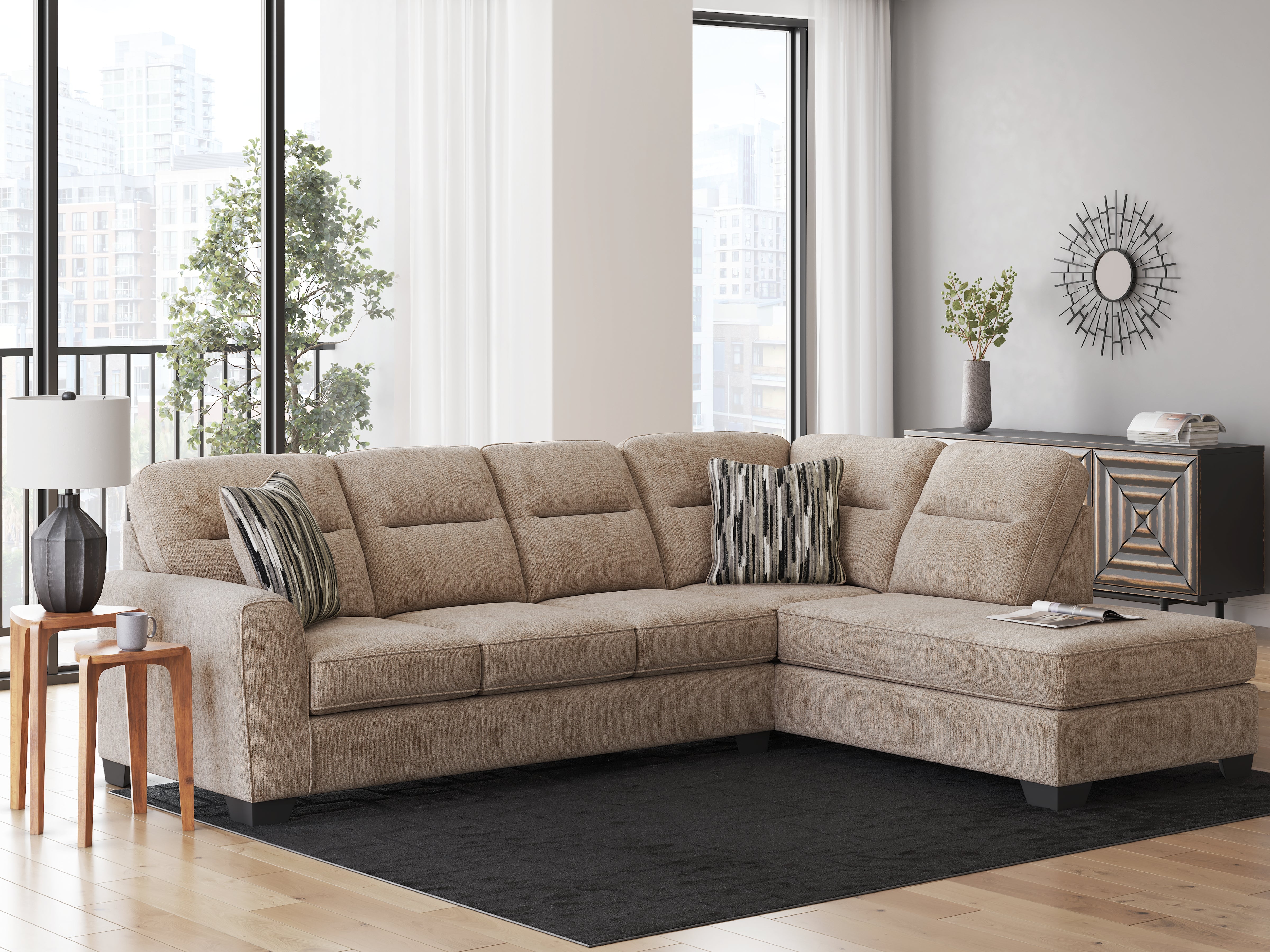 Prime Furniture - Ashley Furniture - Olten Sectional - LAF 2-Piece Sectional with Chaise / Mocha - 31304S2