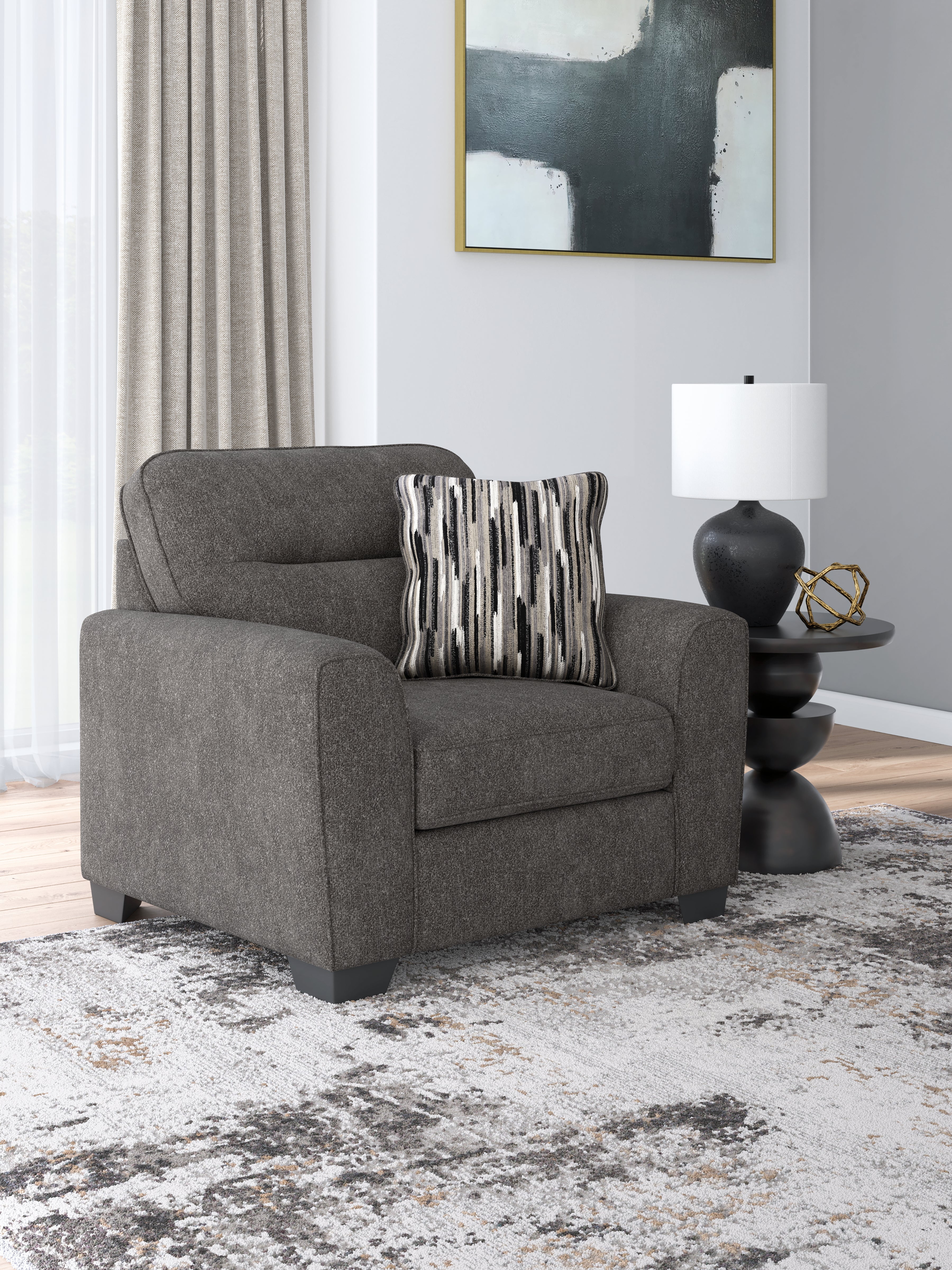 Prime Furniture - Ashley Furniture - Olten Living Room - Chair and a Half / Graphite - 3130523