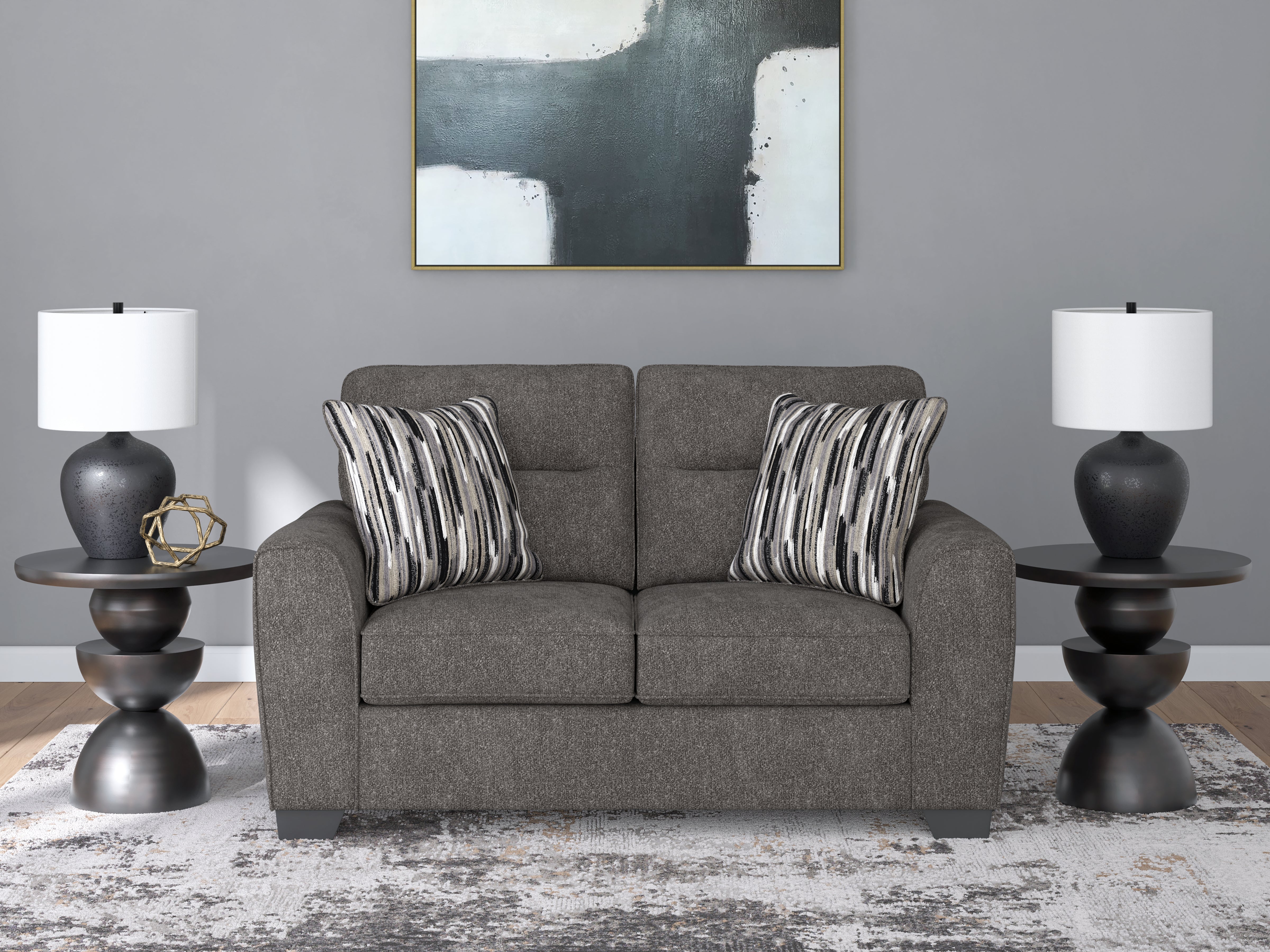 Prime Furniture - Ashley Furniture - Olten Living Room - Loveseat / Graphite - 3130535