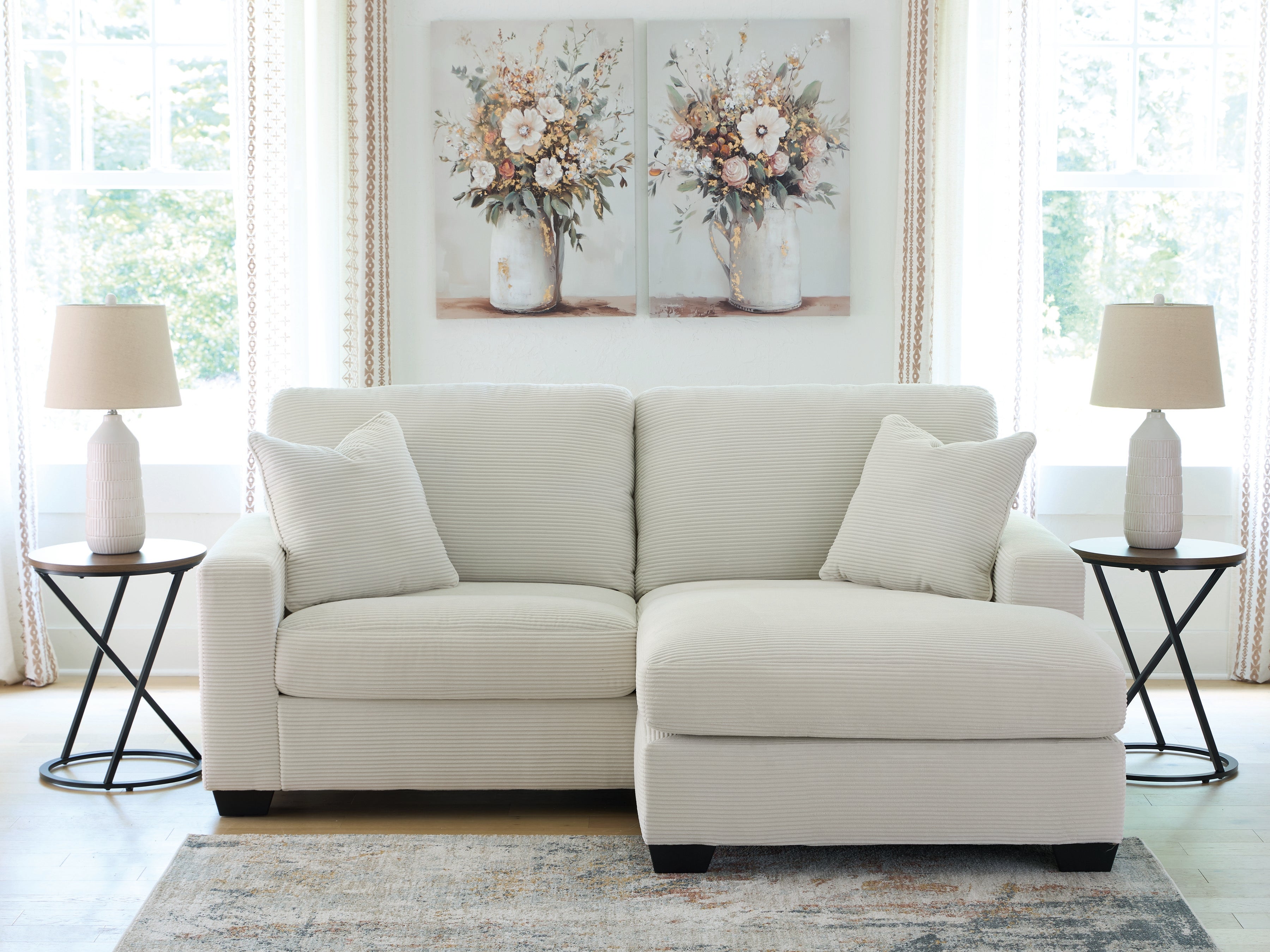 Prime Furniture - Ashley Furniture - Greenbriar Living Room - Sofa Chaise / Ivory - PC3200618