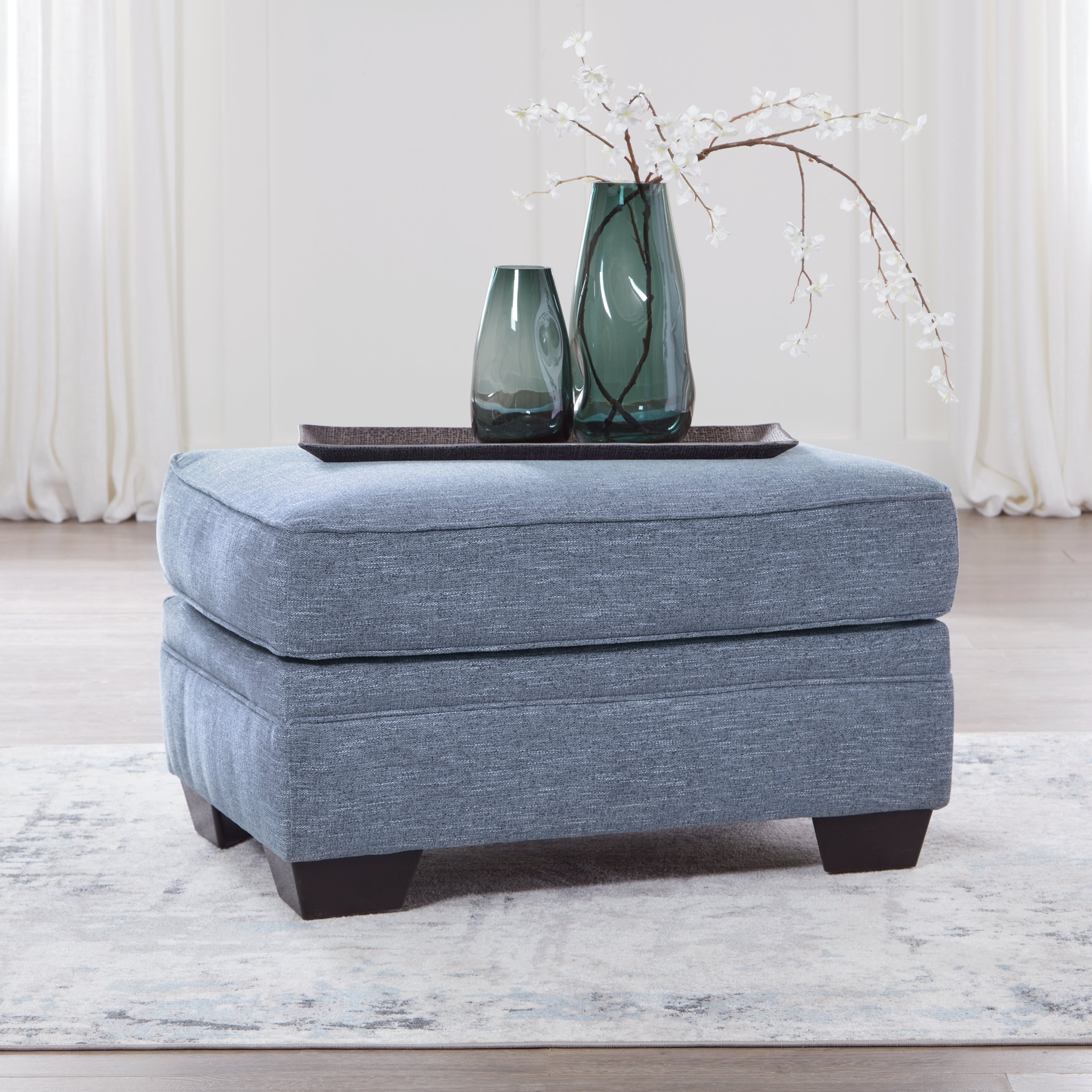 Prime Furniture - Ashley Furniture - Carissa Manor Living Room - Ottoman / Denim - 3260414