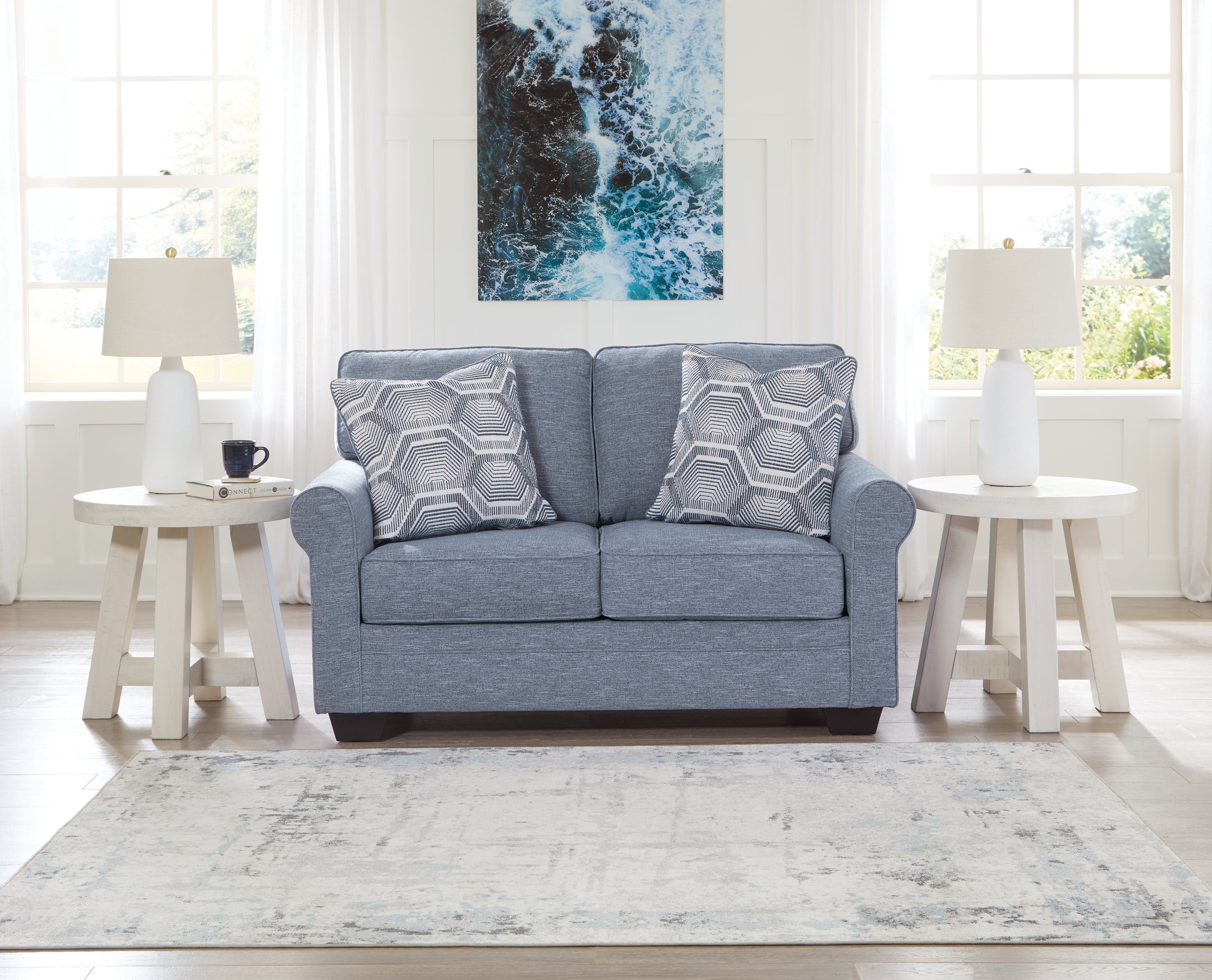 Prime Furniture - Ashley Furniture - Carissa Manor Living Room - Loveseat / Denim - 3260435