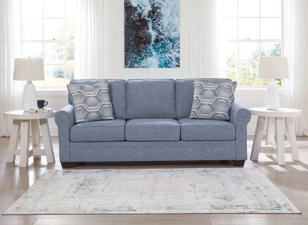 Prime Furniture - Ashley Furniture - Carissa Manor Living Room - Queen Sofa Sleeper / Denim - 3260439