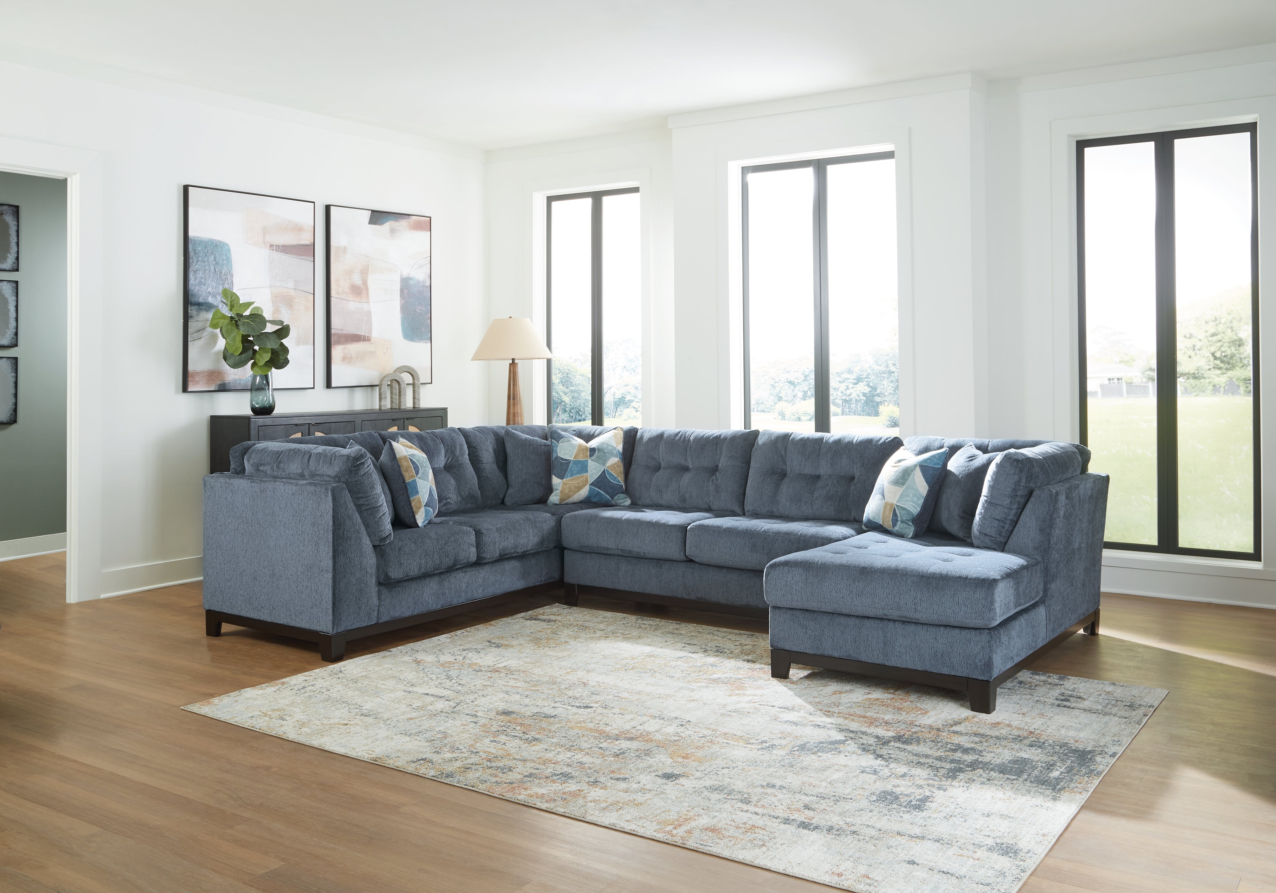 Prime Furniture - Ashley Furniture - Maxon Place Sectional - 3-Piece Sectional with Chaise / Navy - 33003S2