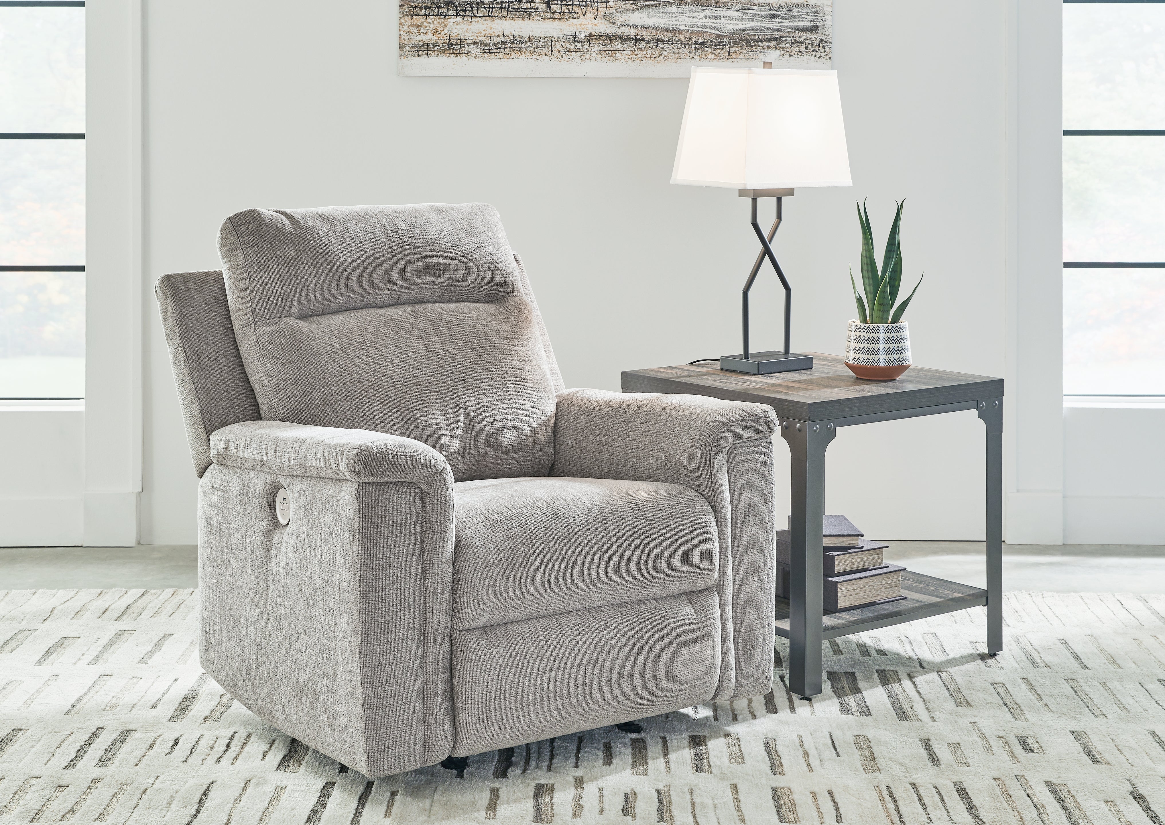 Prime Furniture - Ashley Furniture - Barnsana Living Room - Power Rocker Recliner / Ash - 3320198