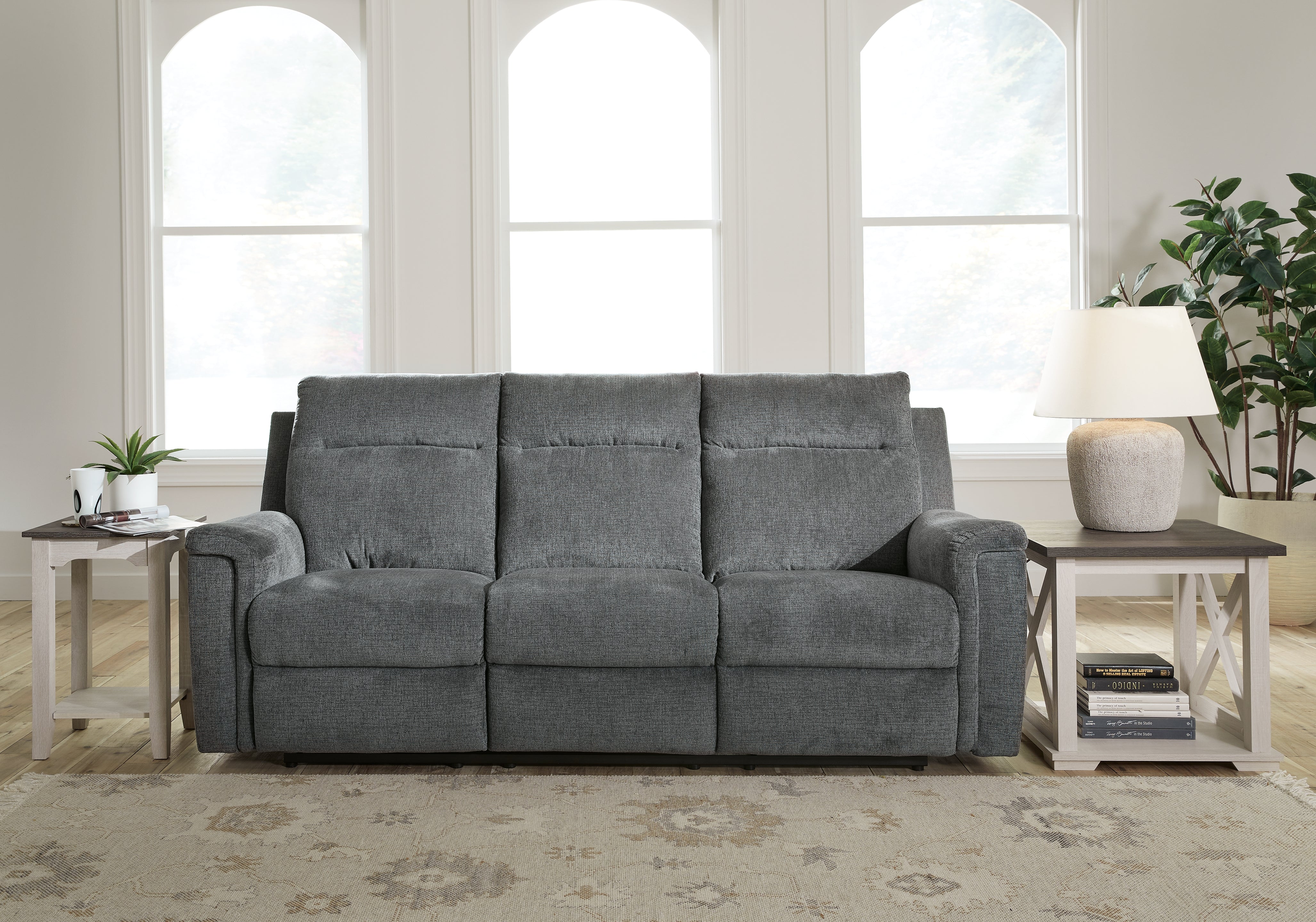 Prime Furniture - Ashley Furniture - Barnsana Living Room - Reclining Power Sofa / Gravel - 3320287