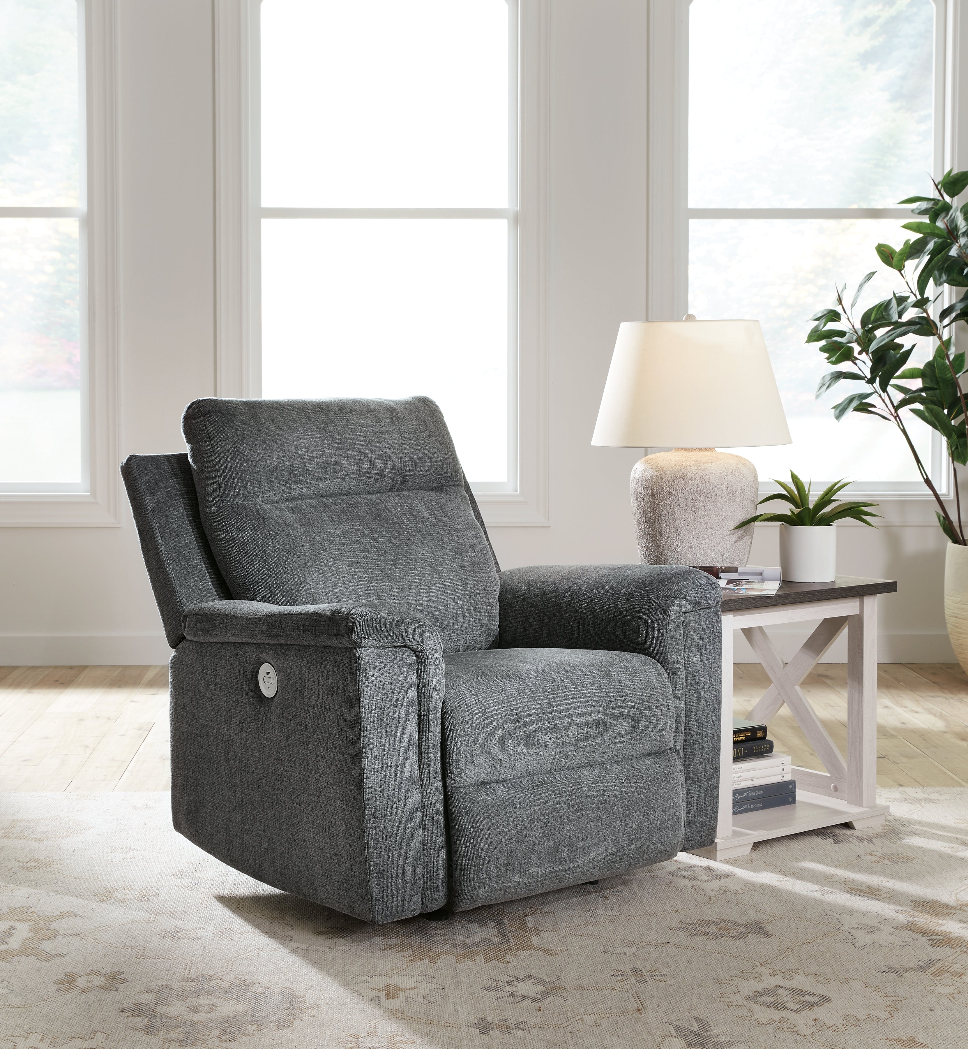 Prime Furniture - Ashley Furniture - Barnsana Living Room - Power Rocker Recliner / Gravel - 3320298
