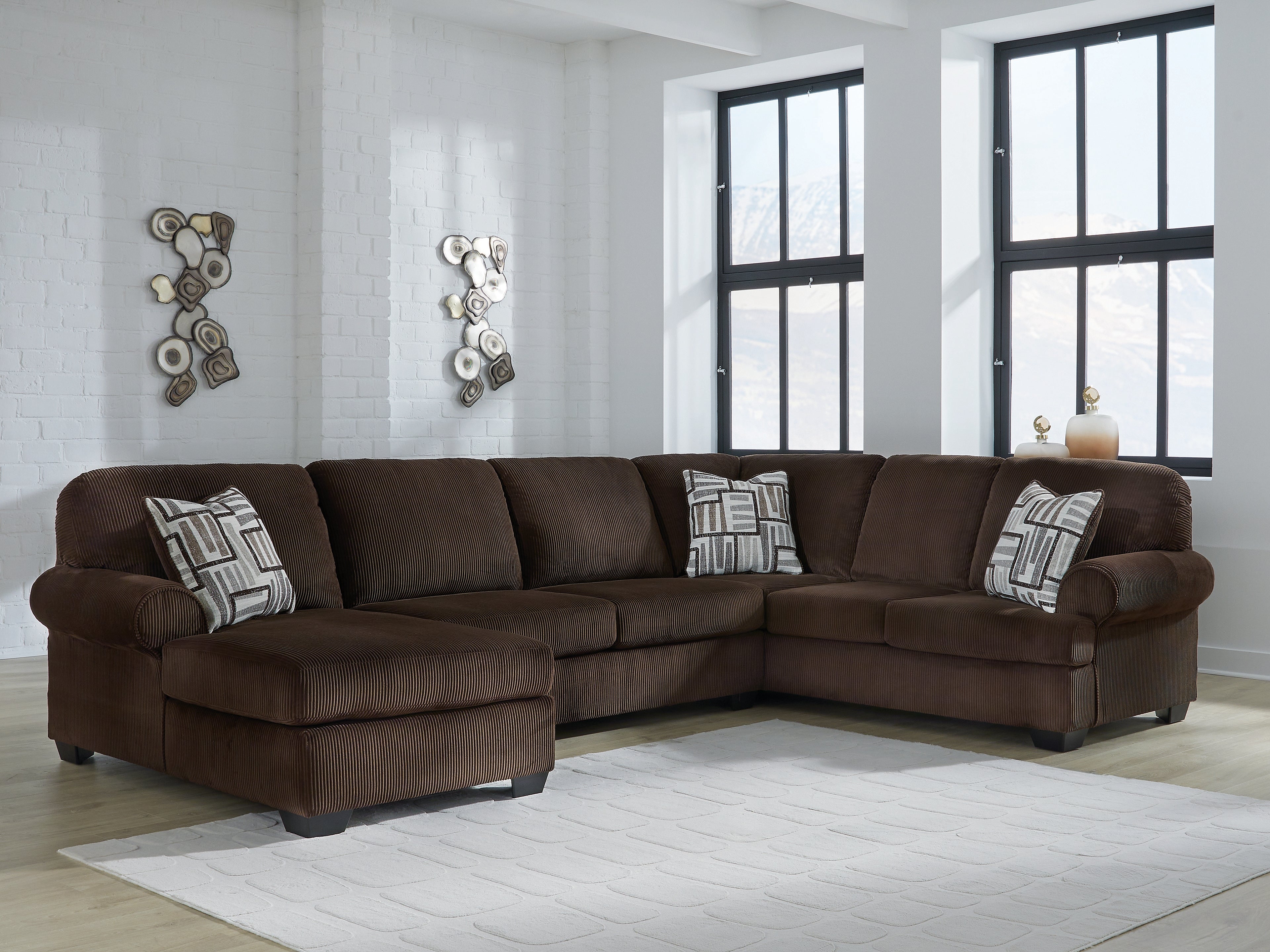 Prime Furniture - Ashley Furniture - Kimlee Sectional - RAF 3-Piece Sectional with Chaise / Chocolate - PC35603S1