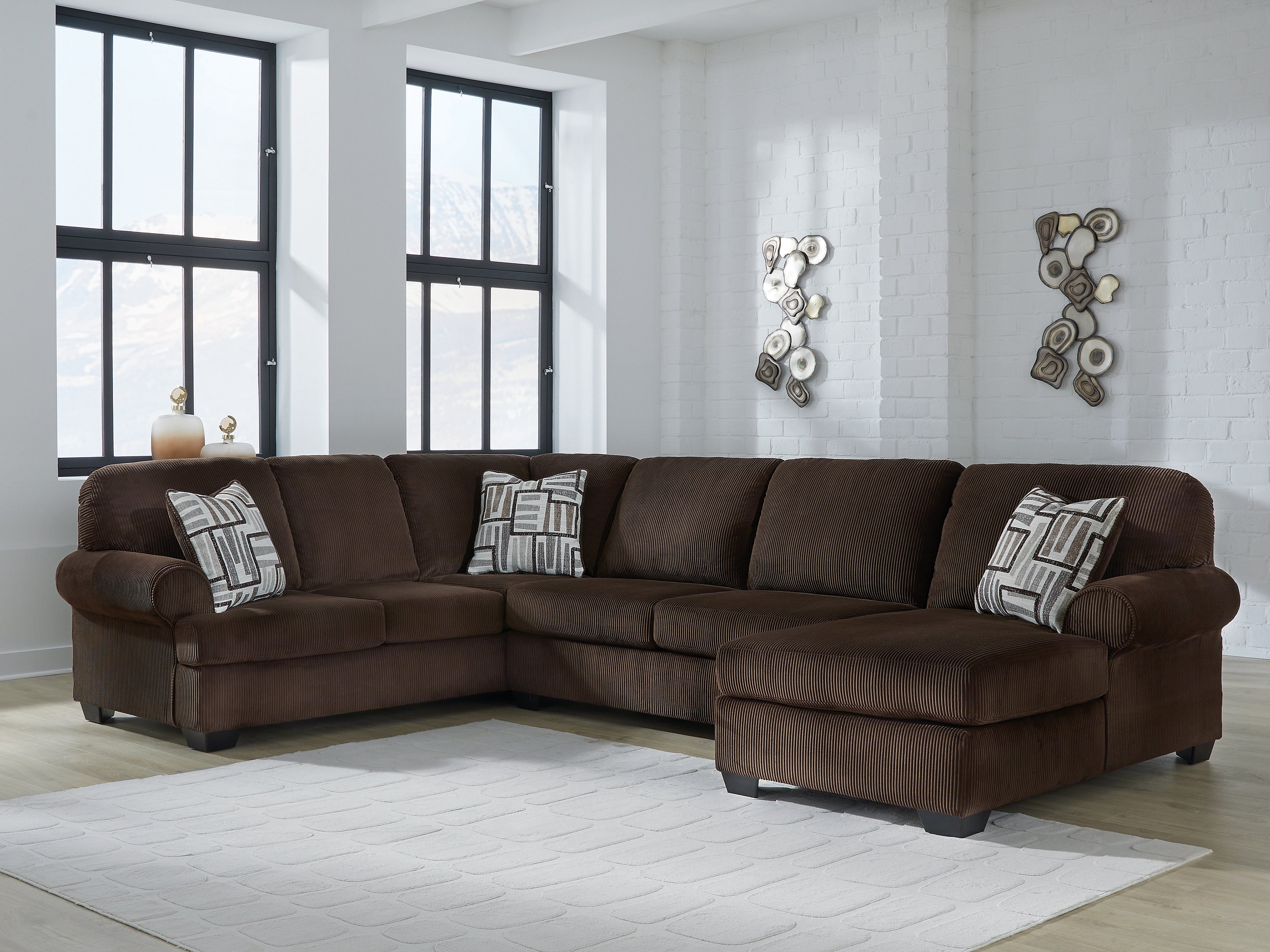 Prime Furniture - Ashley Furniture - Kimlee Sectional - LAF 3-Piece Sectional with Chaise / Chocolate - PC35603S2