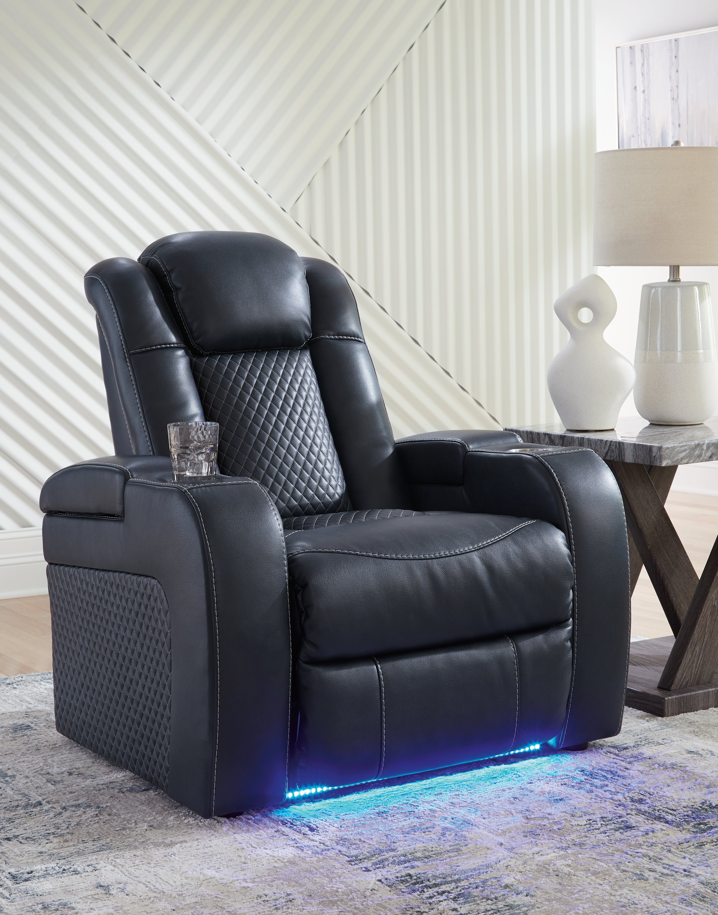 Prime Furniture - Ashley Furniture - Fyne-Dyme Living Room - PWR Recliner/ADJ Headrest / Sapphire - 3660313