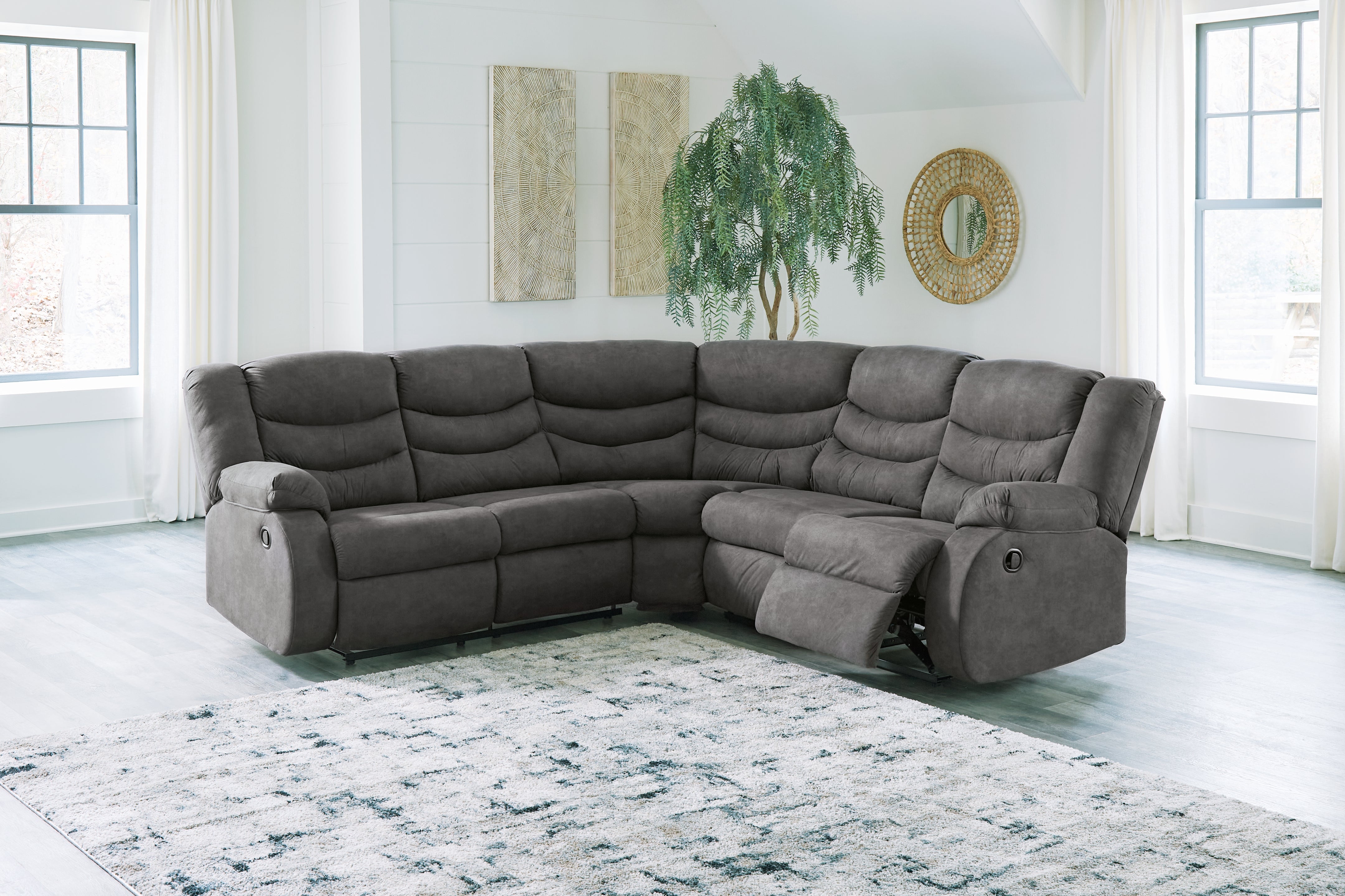 Prime Furniture - Ashley Furniture - Partymate Sectional - 2-Piece Reclining Sectional / Slate - 36903S2