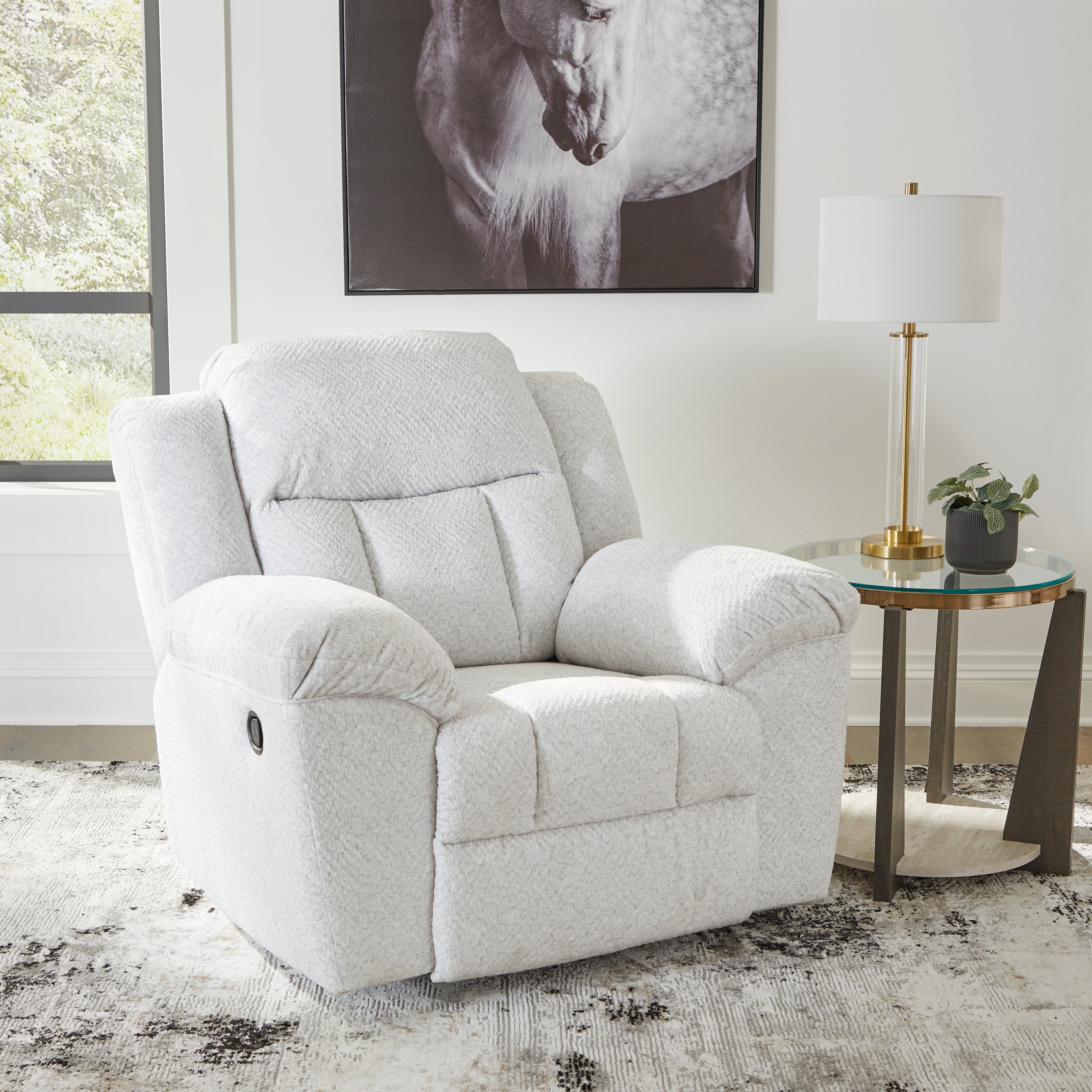 Prime Furniture - Ashley Furniture - Frohn Living Room - Rocker Recliner / Snow - 3740525