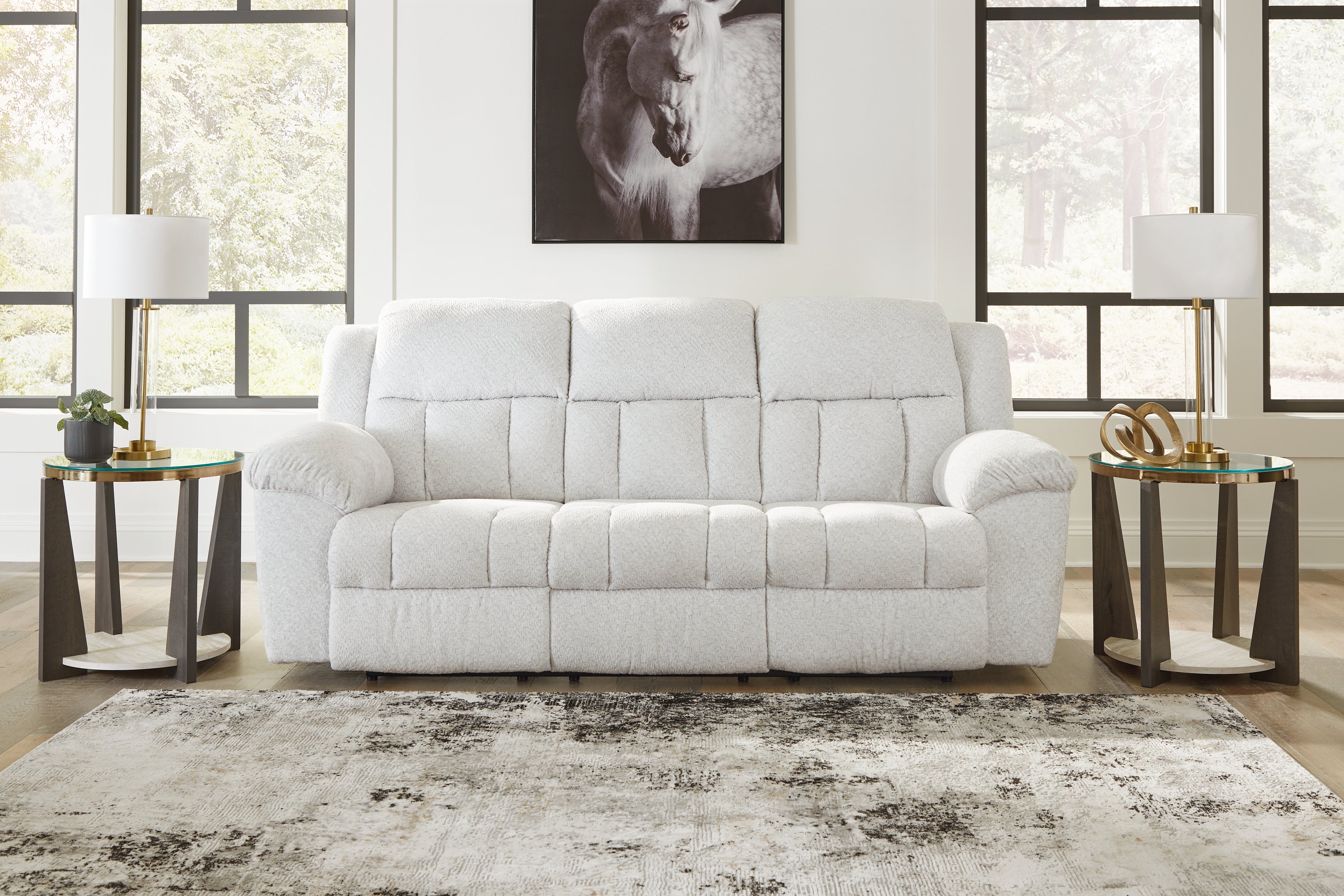 Prime Furniture - Ashley Furniture - Frohn Living Room - Reclining Sofa / Snow - 3740588