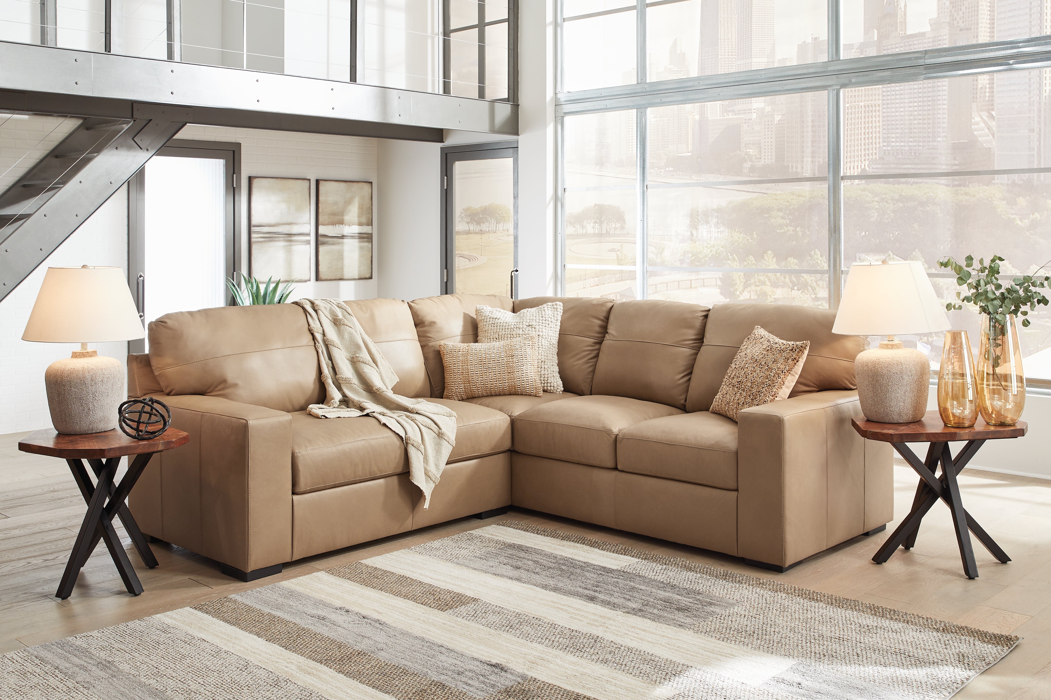 Prime Furniture - Ashley Furniture - Bandon Sectional - RAF 2-Piece Sectional / Toffee - 38006S2