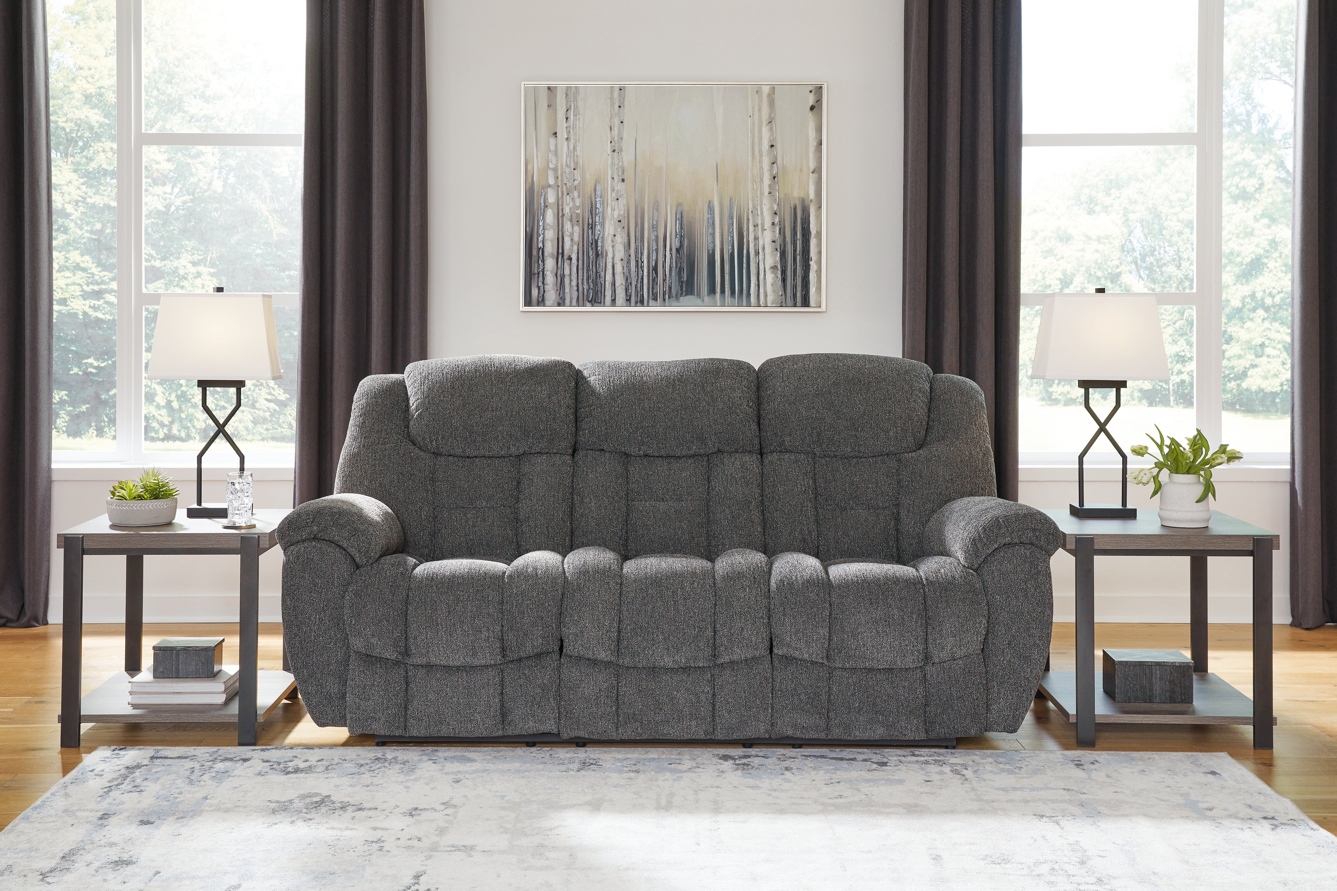 Prime Furniture - Ashley Furniture - Foreside Living Room - Reclining Sofa / Charcoal - 3810488
