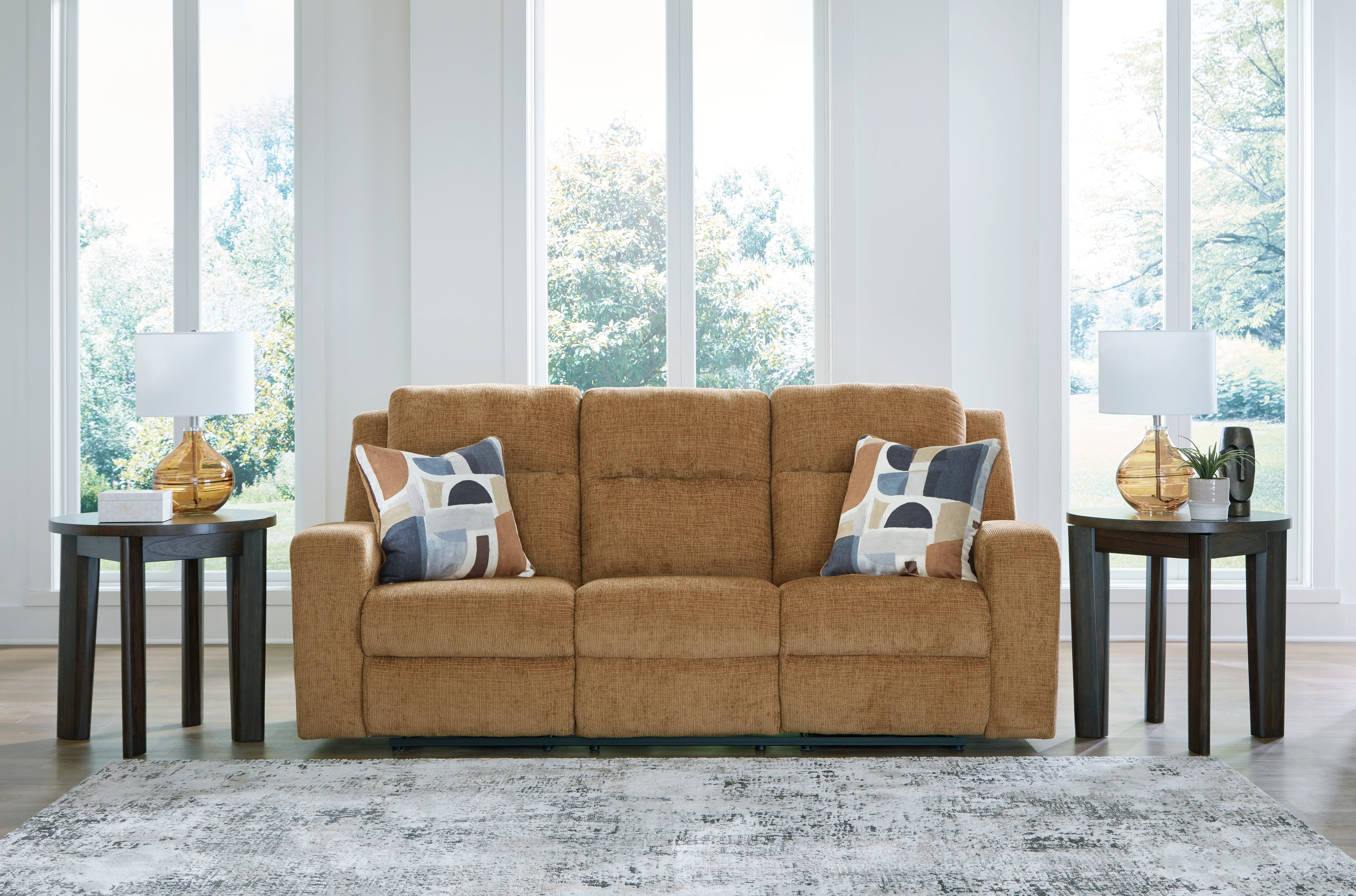 Prime Furniture - Ashley Furniture - Kanlow Living Room - Reclining Sofa / Honey - 3860588