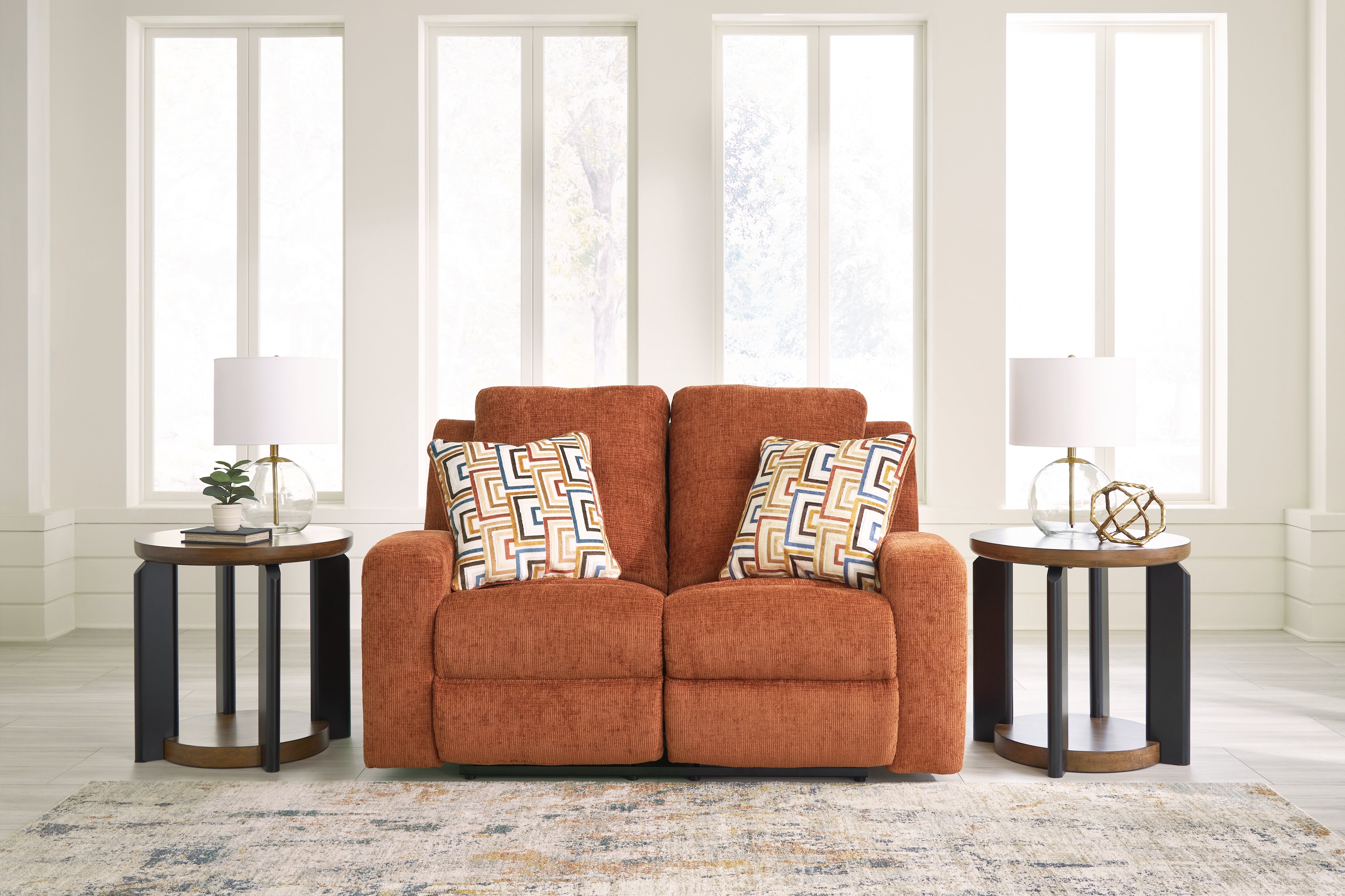 Prime Furniture - Ashley Furniture - Danum Living Room - Reclining Loveseat / Spice - 3880786