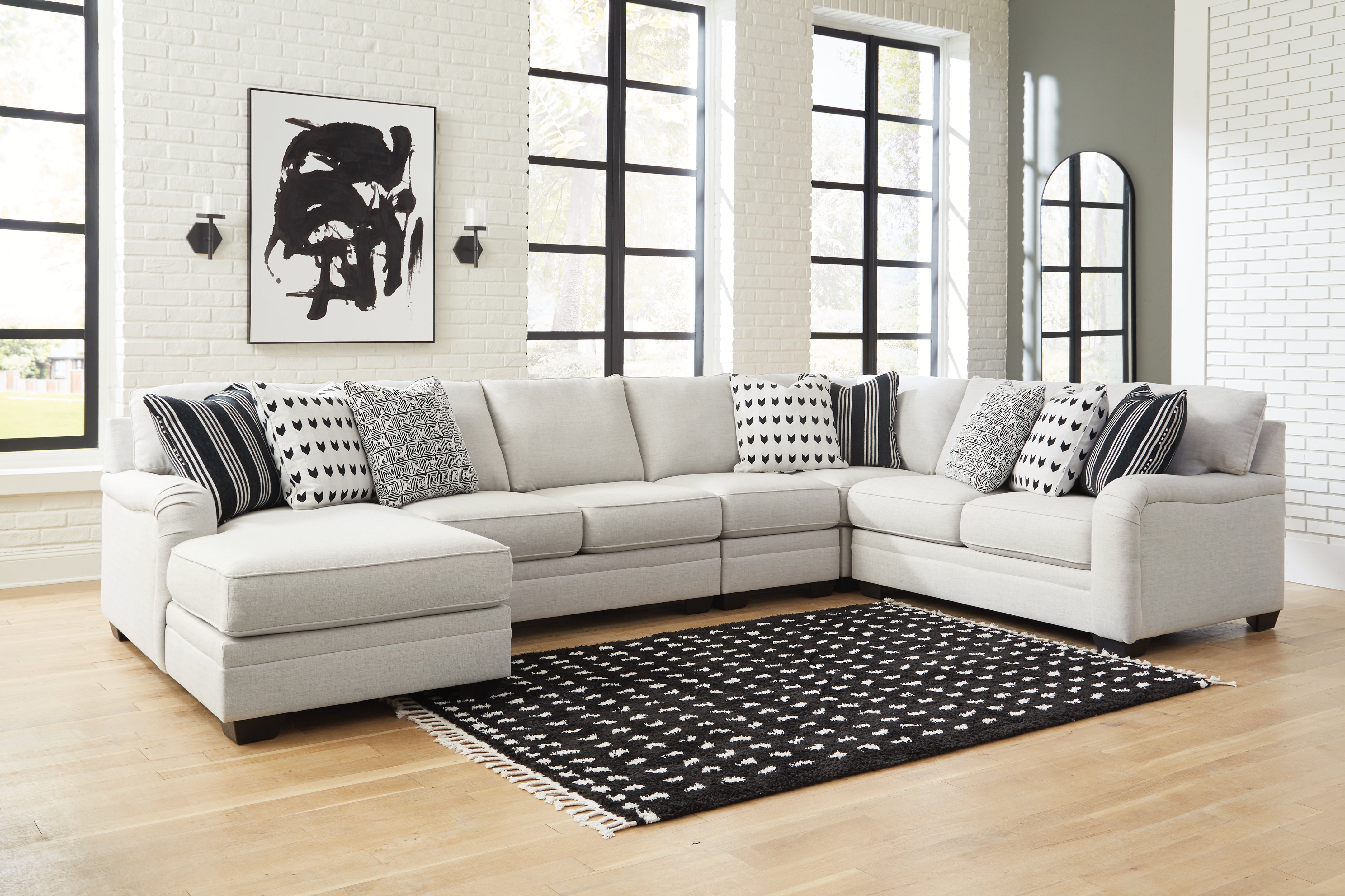 Prime Furniture - Ashley Furniture - Huntsworth Sectional - RAF 5-Piece Sectional with Chaise / Dove Gray - 39702S5