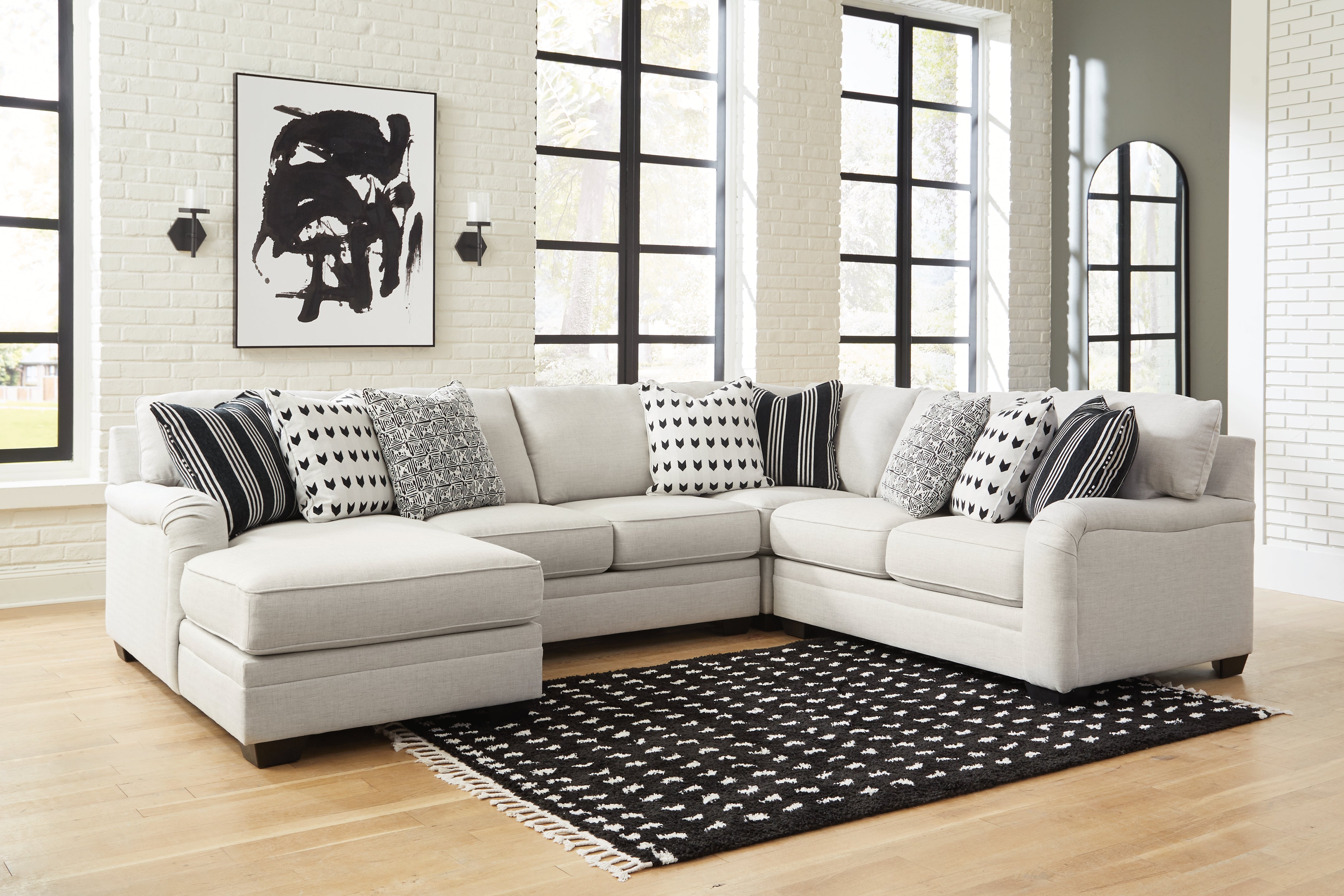 Prime Furniture - Ashley Furniture - Huntsworth Sectional - RAF 4-Piece Sectional with Chaise / Dove Gray - 39702S3