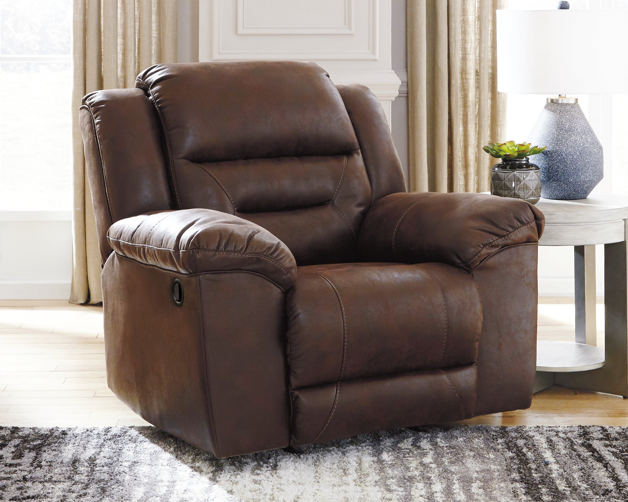 Prime Furniture - Ashley Furniture - Stoneland Living Room - Rocker Recliner / Chocolate - 3990425