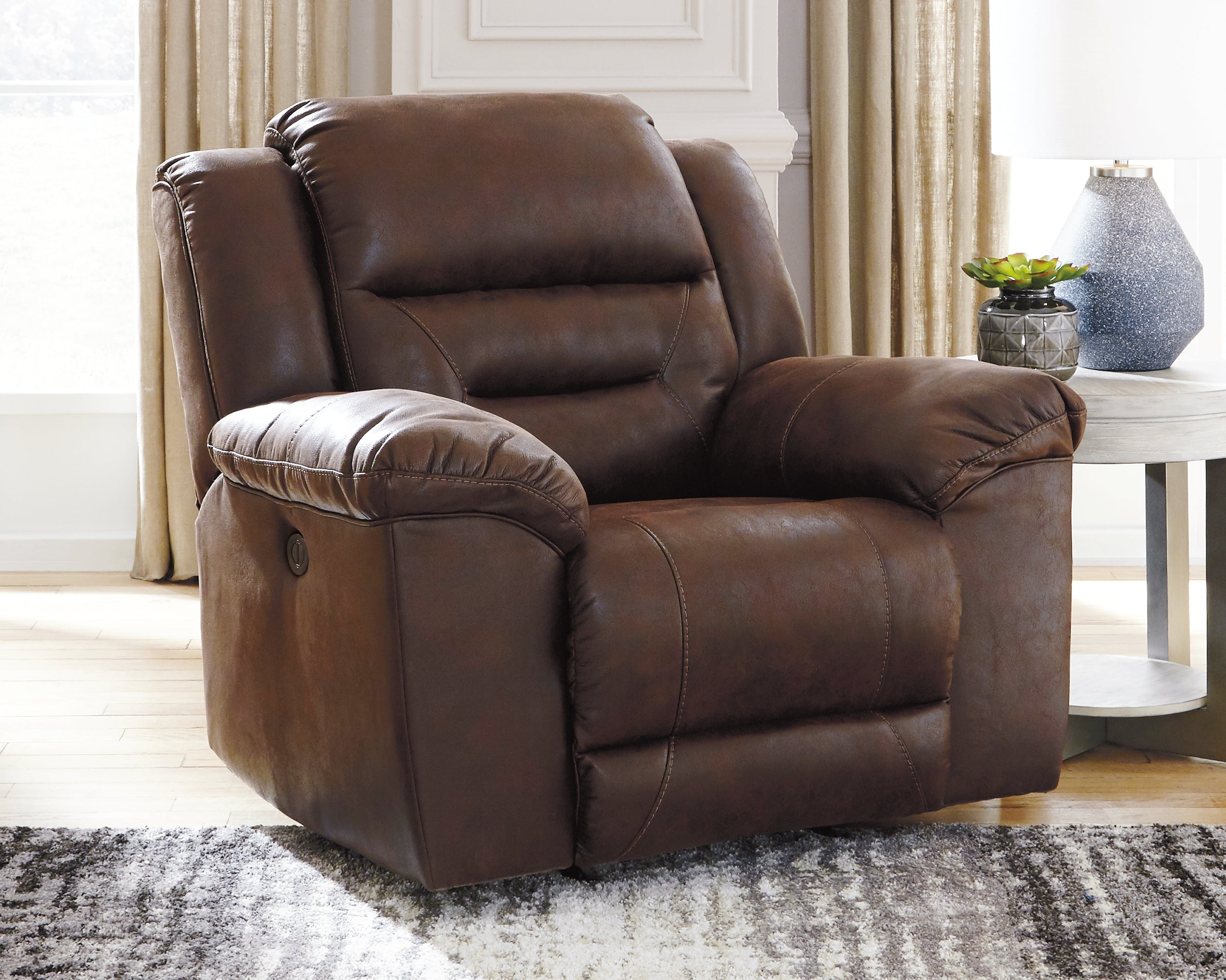 Prime Furniture - Ashley Furniture - Stoneland Living Room - Power Rocker Recliner / Chocolate - 3990498