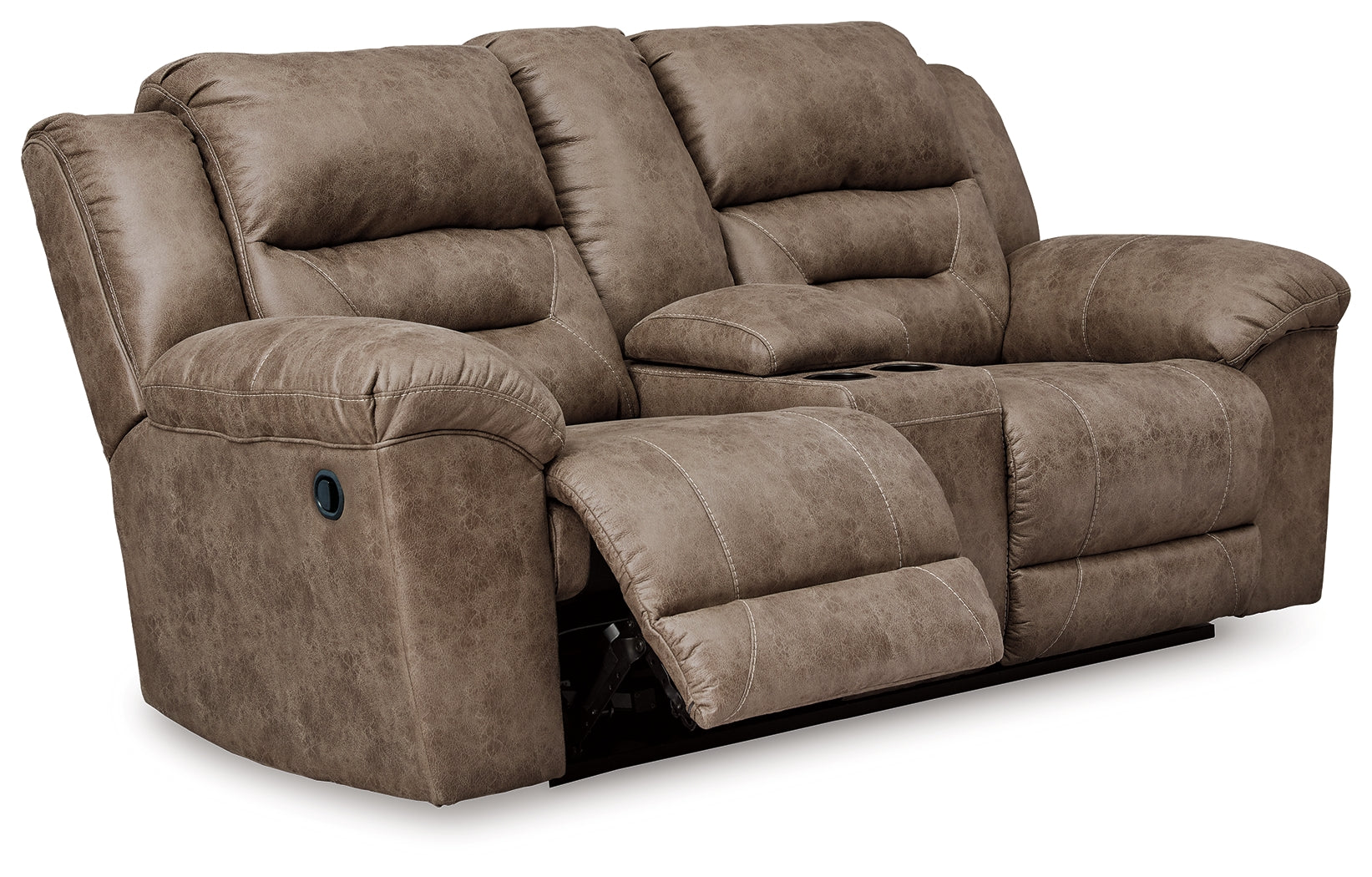 Prime Furniture - Ashley Furniture - Stoneland Living Room - DBL Rec Loveseat w/Console / Fossil - 3990594