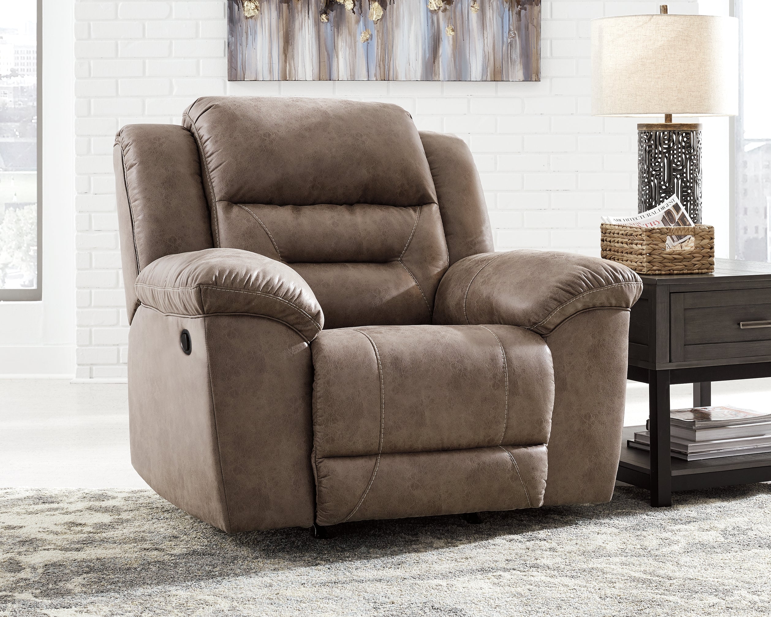 Prime Furniture - Ashley Furniture - Stoneland Living Room - Rocker Recliner / Fossil - 3990525